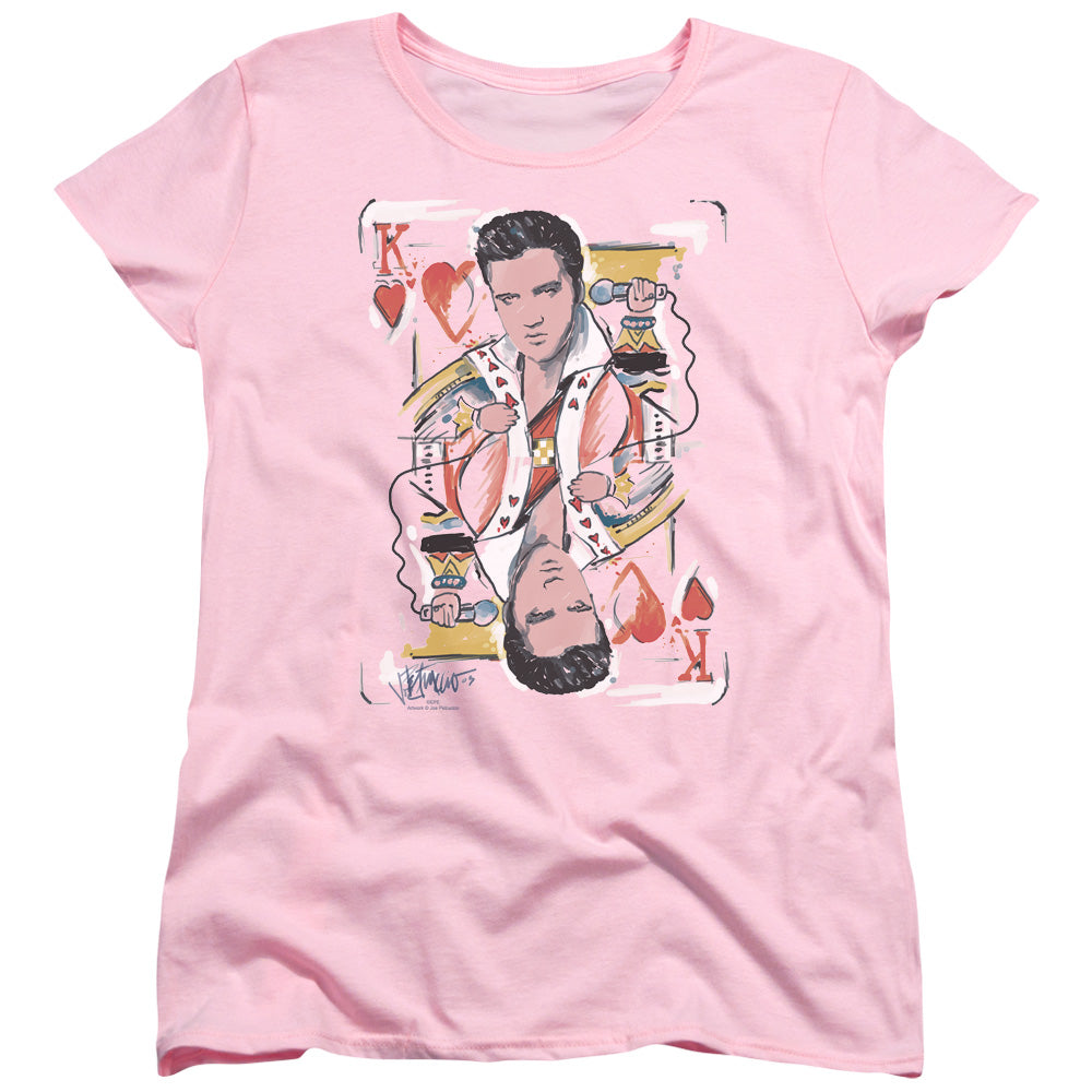Elvis Presley King of Hearts Womens T Shirt Pink Officially Licensed