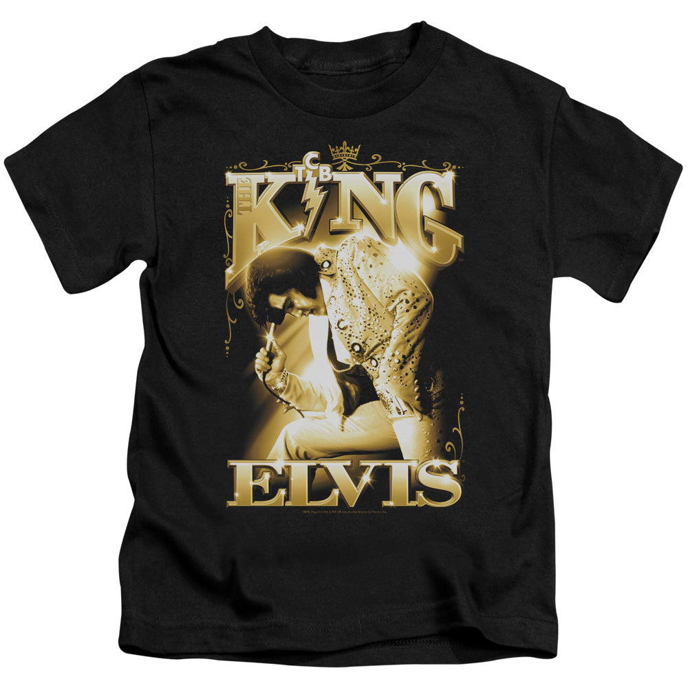Elvis Presley the King Juvenile Kids Youth T Shirt Black Officially Licensed