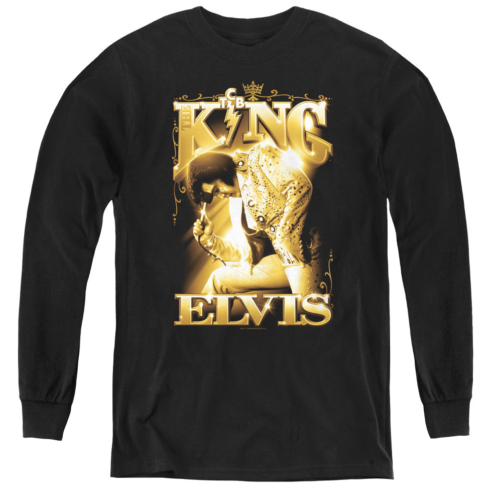 Elvis Presley the King Long Sleeve Kids Youth T Shirt Black Officially Licensed