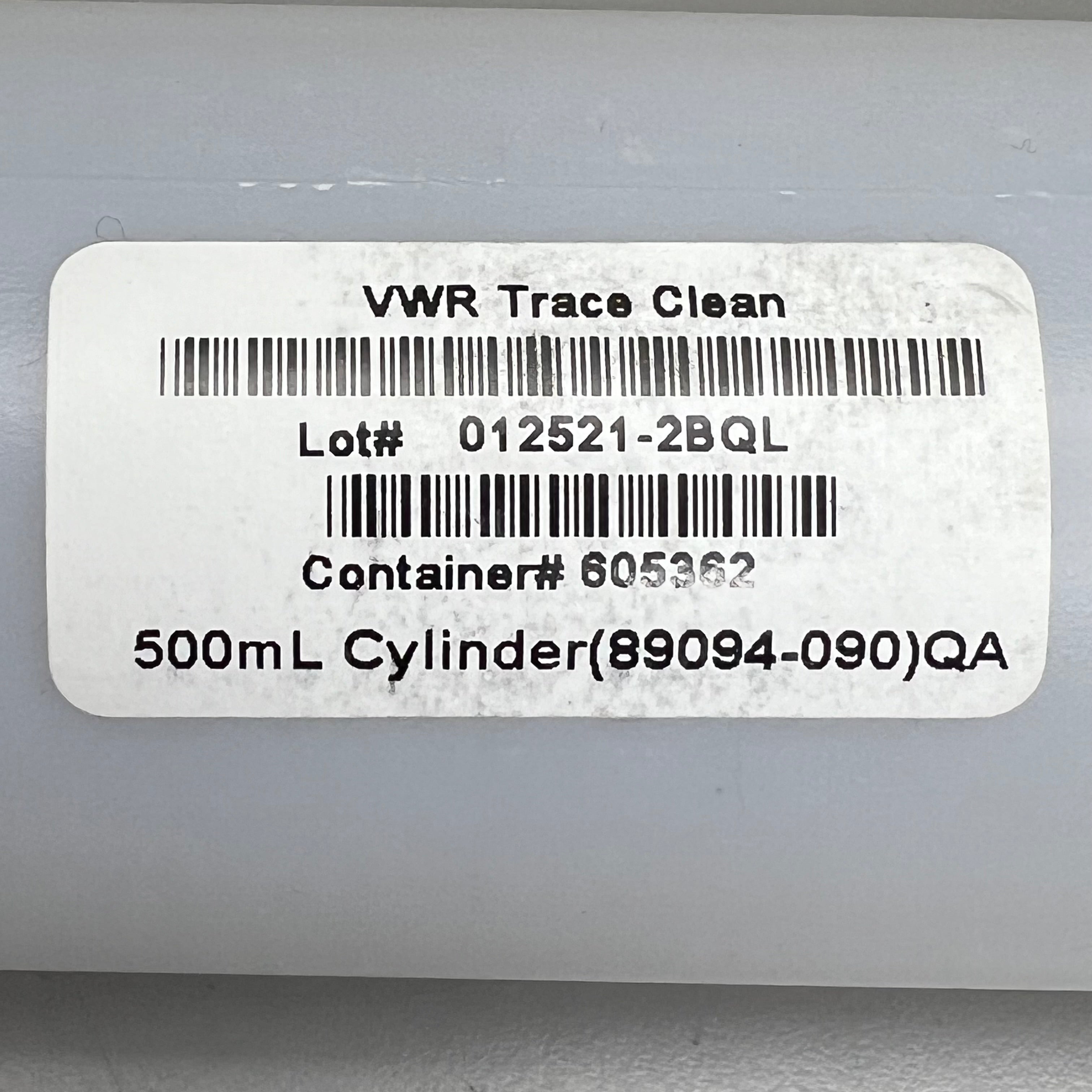 VWR (24 PACK) TraceClean 500mL Cylinder Bottles 89094-090