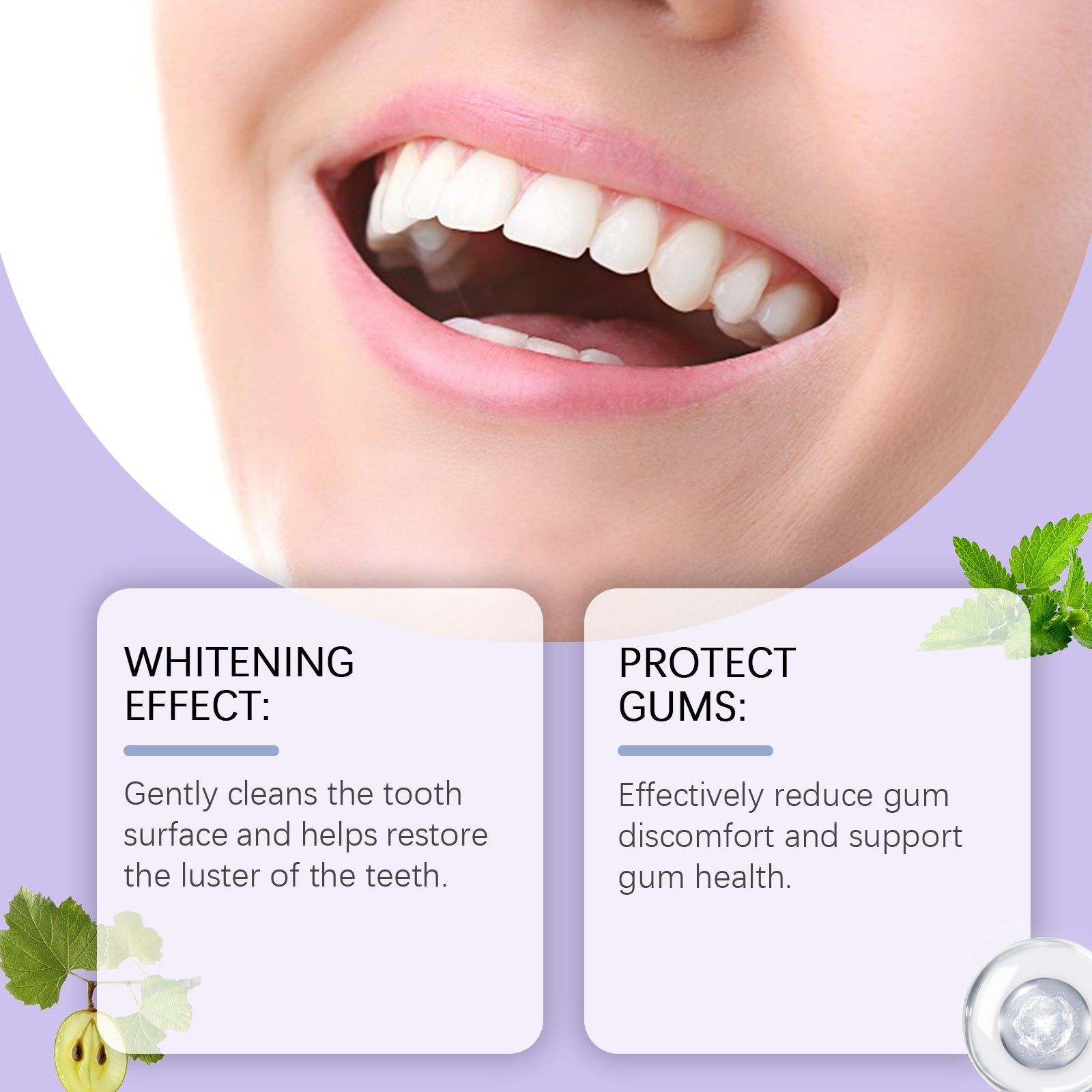 Oralhoe Purple Brightening Tooth Powder Gentle Mouth Cleanser Fresh Breath Cleanser Teeth Care