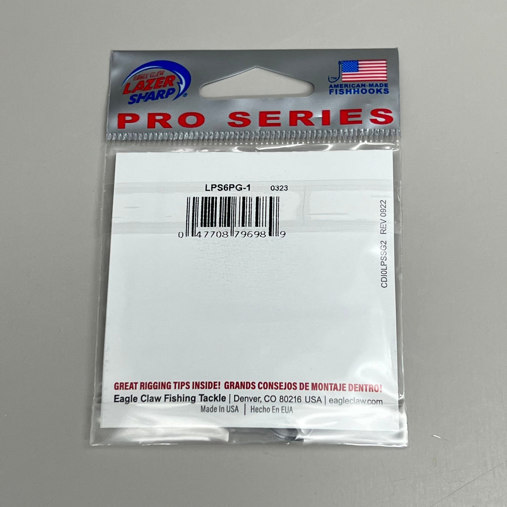 EAGLE CLAW (5 PACK) Non-Offset Drop Shot Hook Platinum Black #1 15 pc LPS6PG-1
