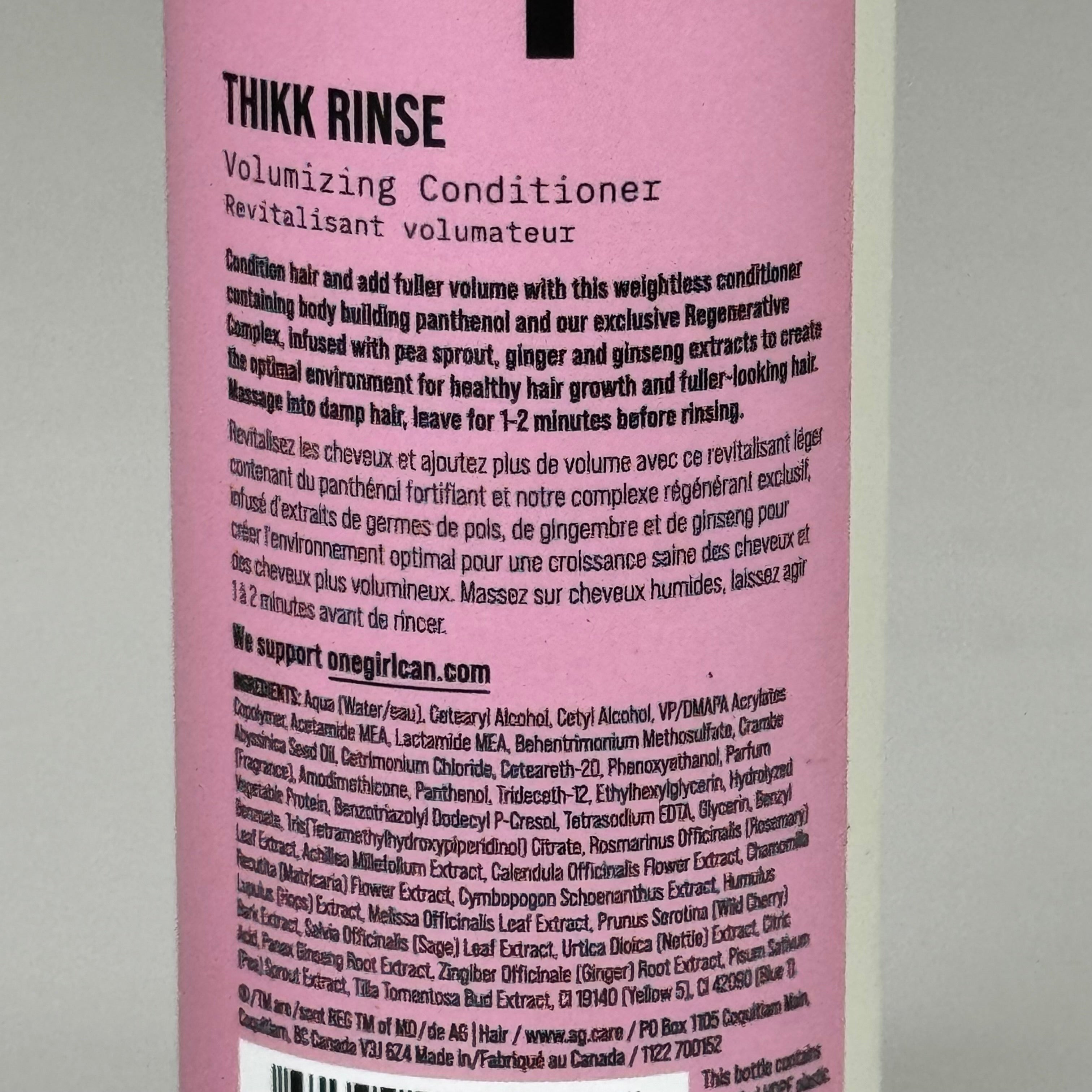 AG CARE Thikk Rinse Volumizing Conditioner Nourishing Lightweight 8 fl oz 100112
