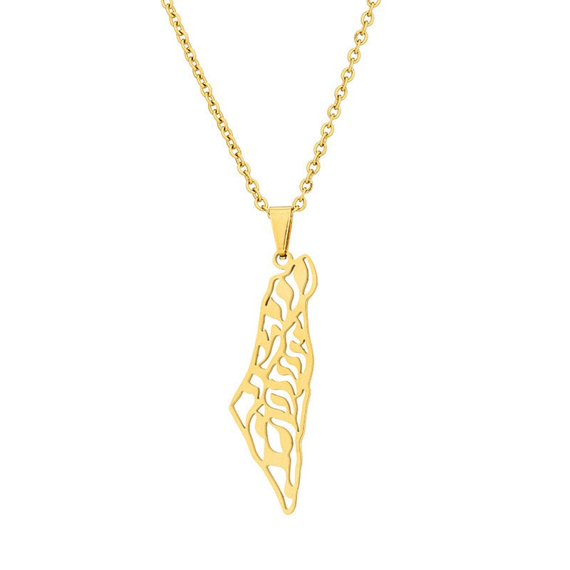 Palestine Map Pendant Necklace Universal Geometric Shape for Men and Women