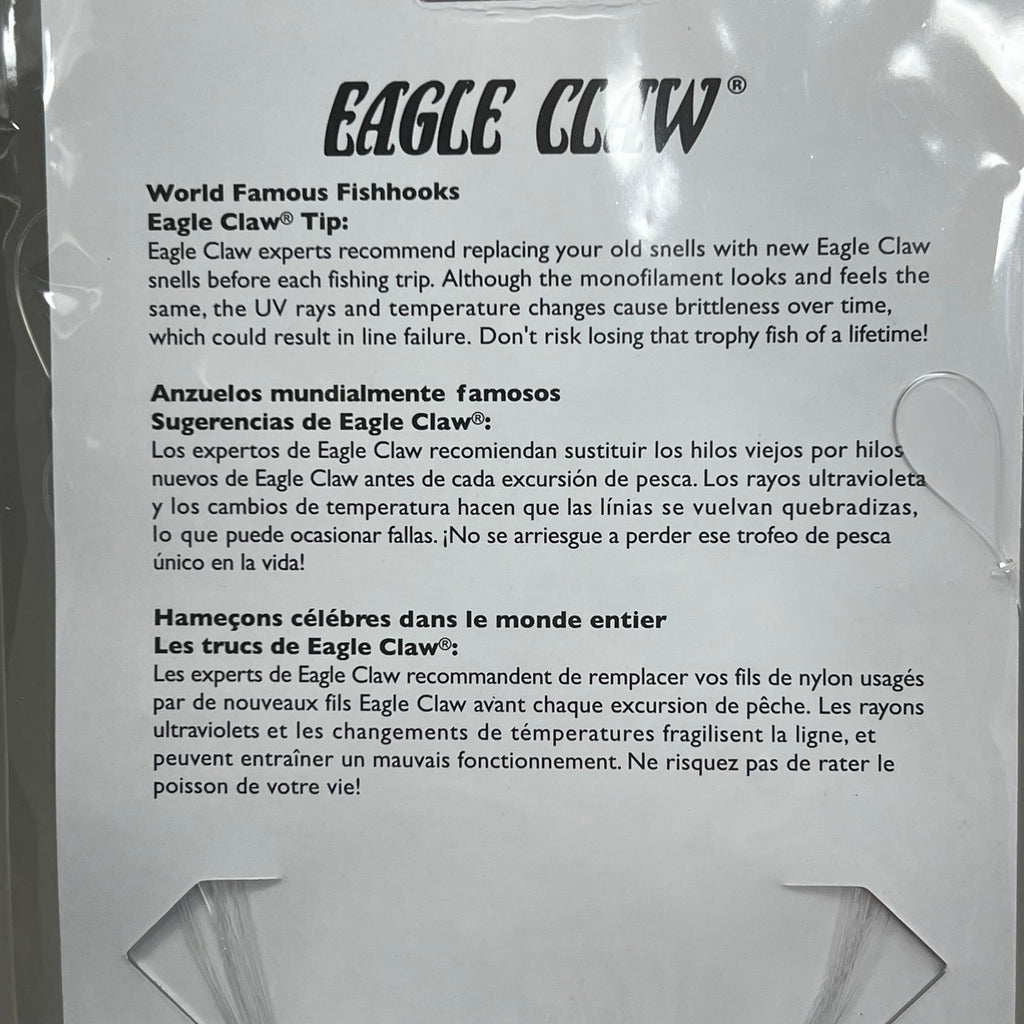 EAGLE CLAW Salmon Egg Sliced Fish Hook Snell Sz 12, 10, 8 & 6 Gold 24pc 073Q