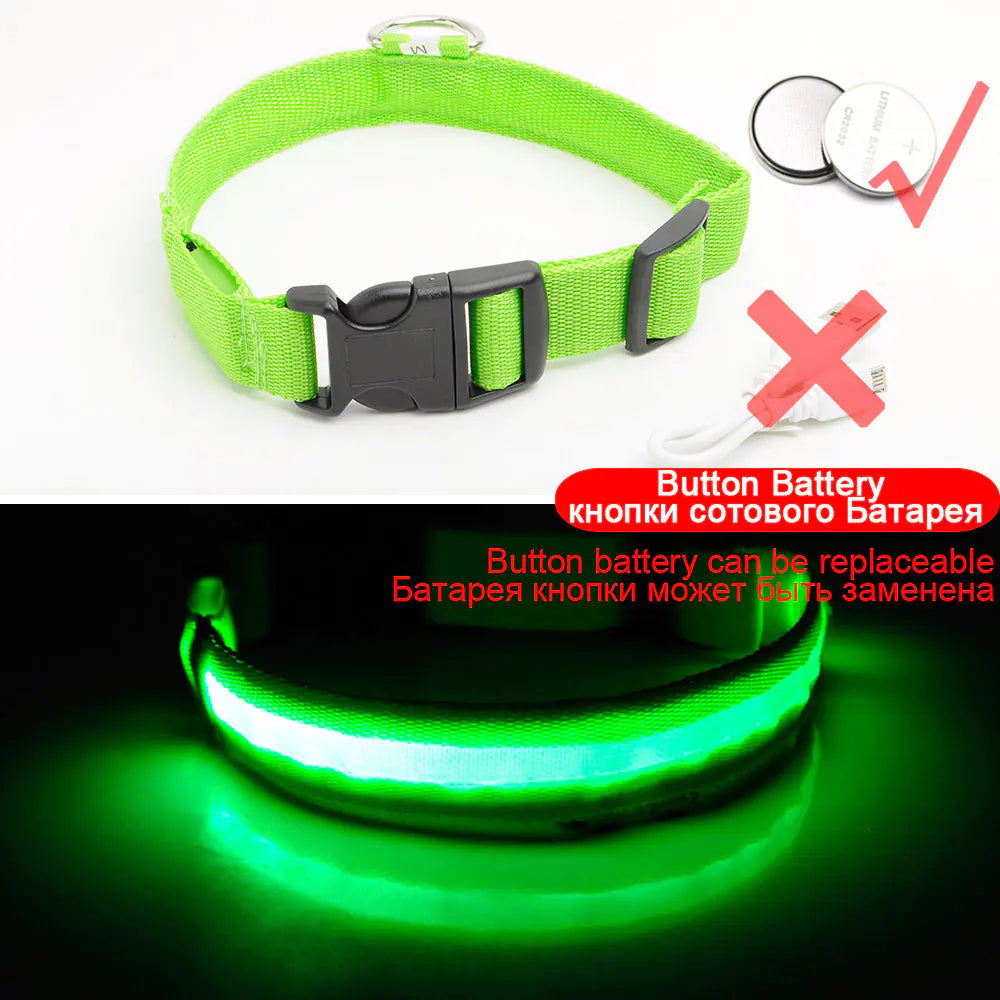 LED Dog Collar - Anti-Lost Rechargeable Safety Light-Up Collar for Night Walks