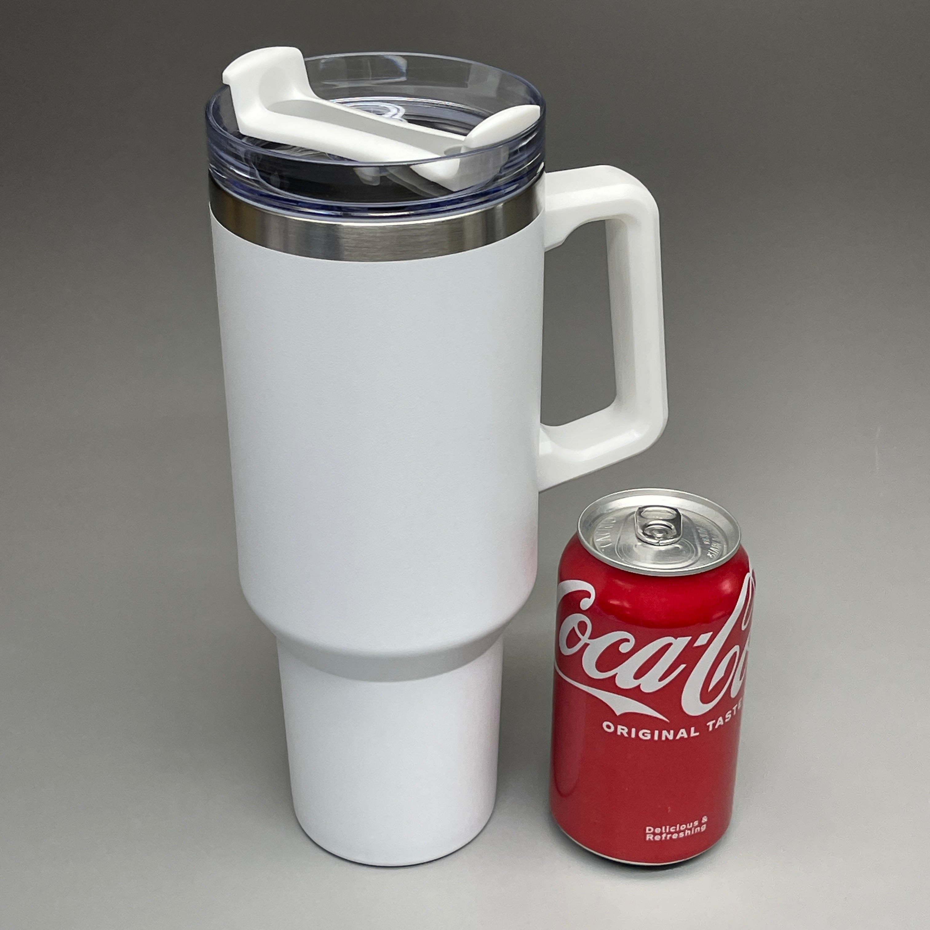 TUMBLER (2 PACK) Insulated Stainless Steel Travel Mug w/ Lid Handle Straw 40 oz White
