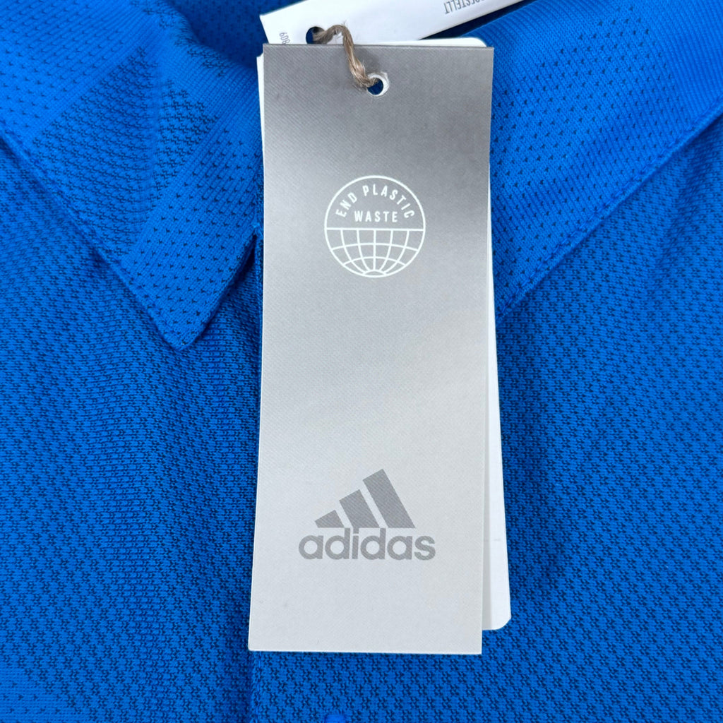 ADIDAS Men's Shapes Jacquard Polo Golf Shirt Sz-L Blue Rush Navy HA1466