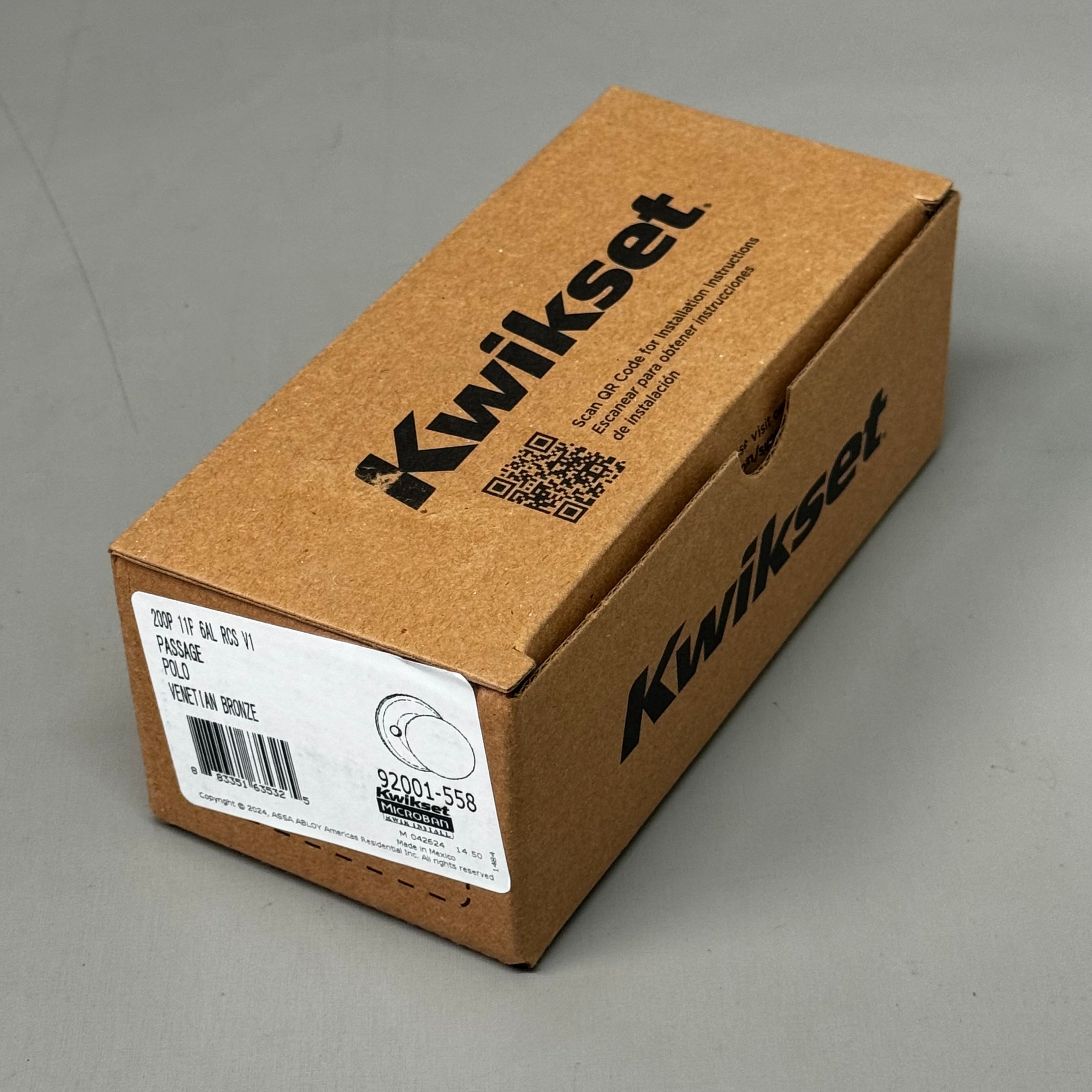 KWIKSET Polo Passage 200P11P6AL Hall/Closet Door Knob Venetian Bronze 92001-558