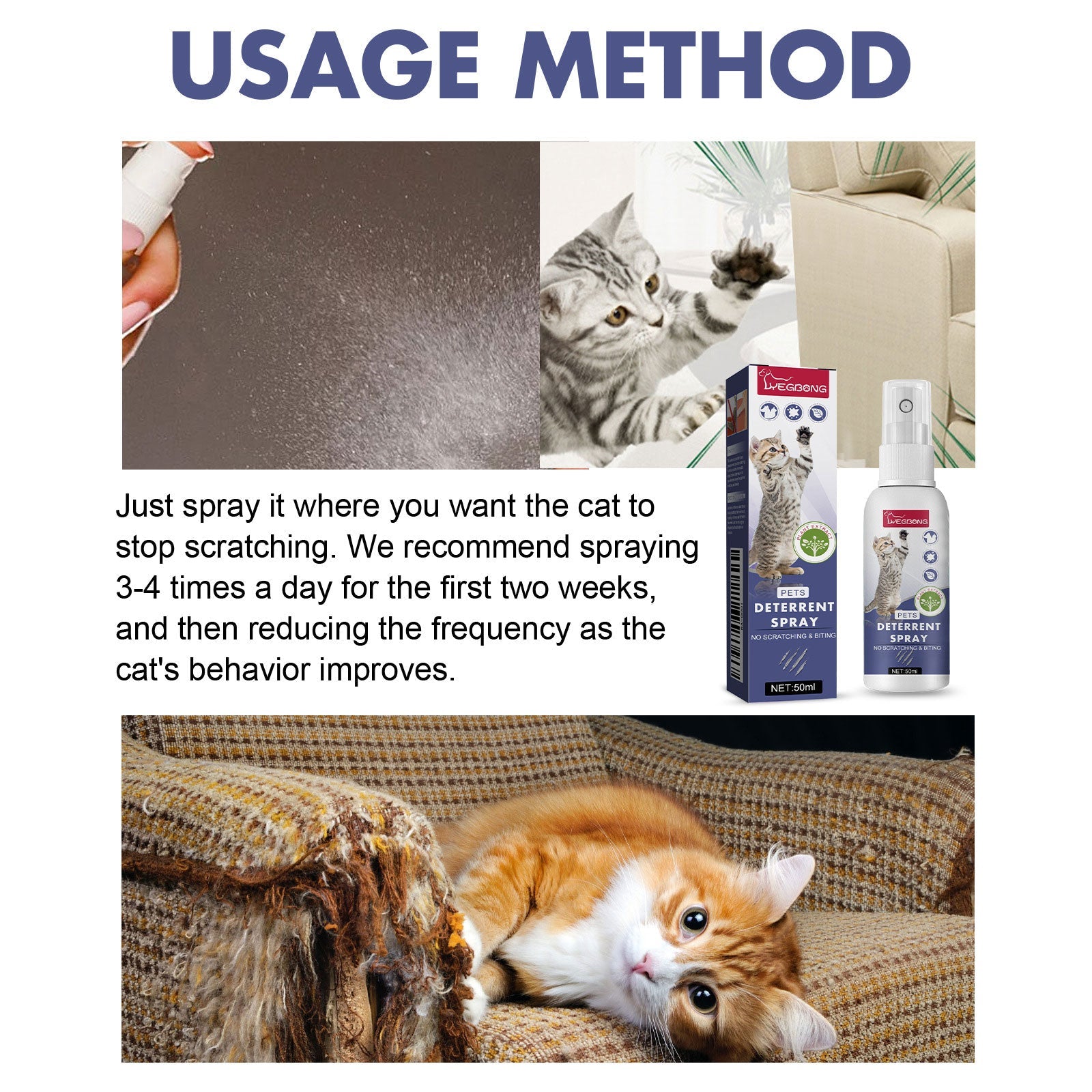 Pet Anti-Scratch Spray Exclusion Zone Set Up Spray Cat And Dog Scratching Door Sofa Anti-Scratch Solution