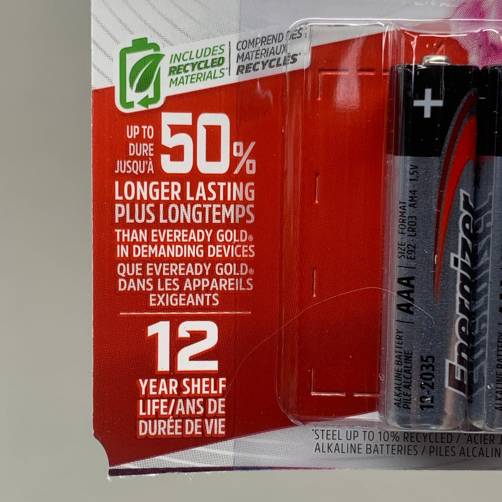 ENERGIZER MAX (4 PACK, 8 Total Batteries) AAA Alkaline Battery E92BP-2