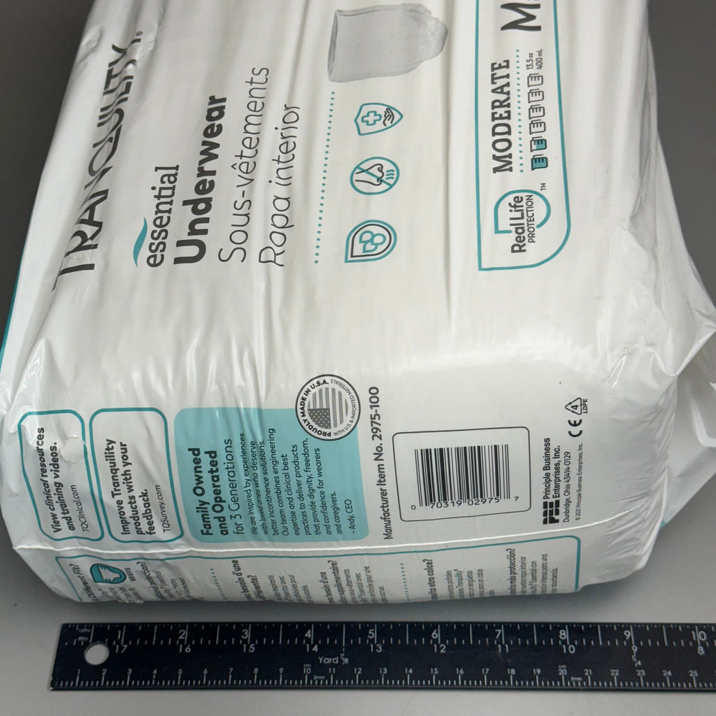 TRANQUILITY Essential Underwear 25 Count- Heavy Medium (34-48in) White