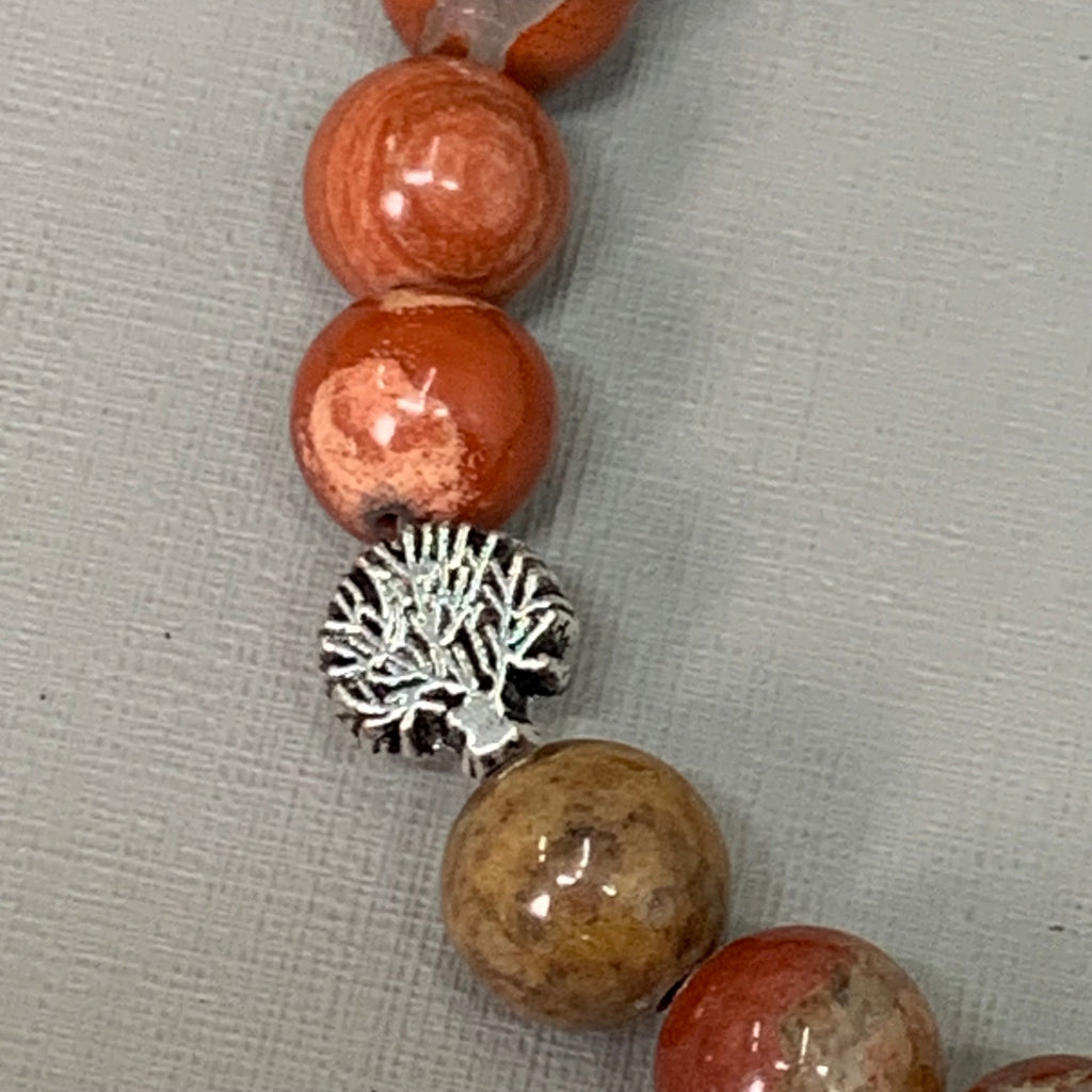 BEST WHOLESALE 12-PACK! Silver Tree Beaded Calm Jasper Crystal Bracelets 3"