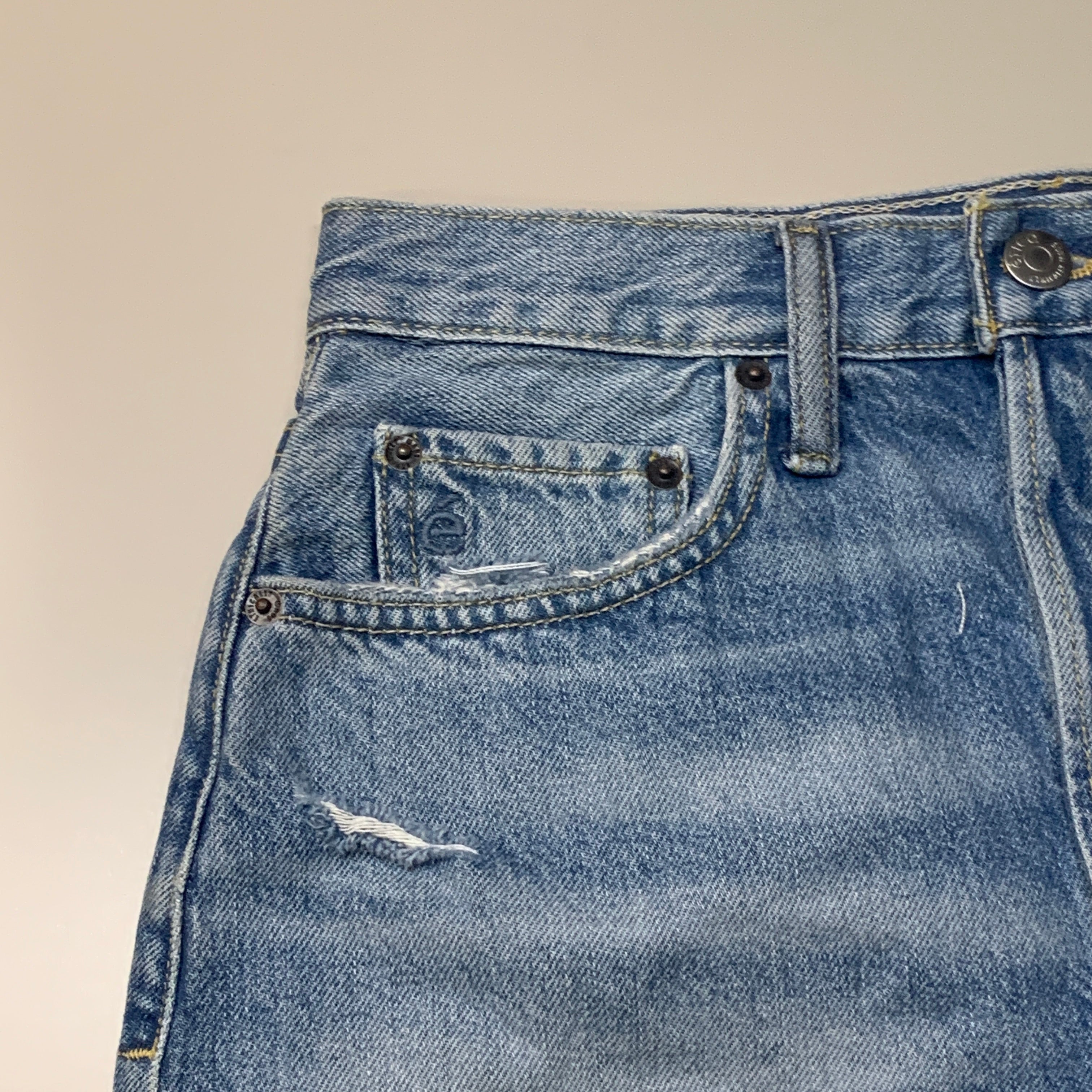 ETICA Fern High Rise Shorts Certified Organic Rip Current Size 27 EW178335