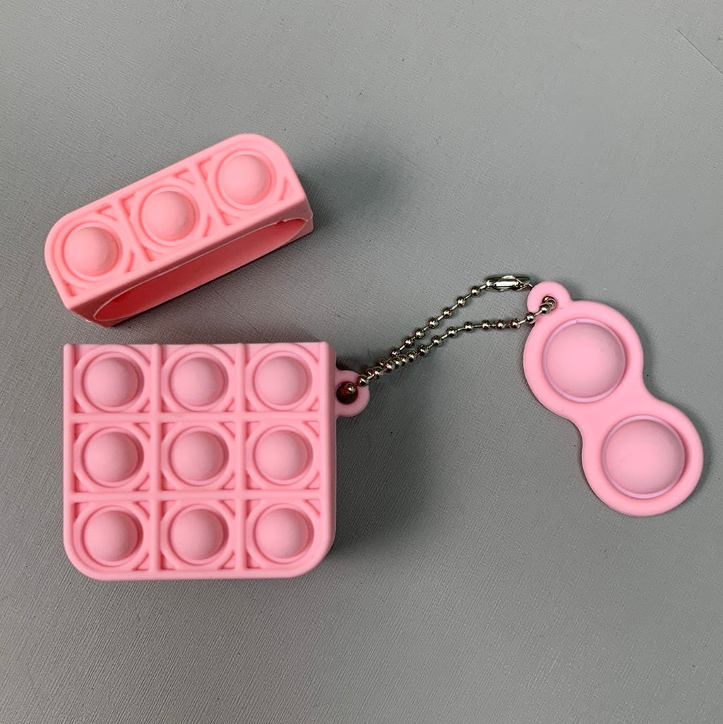 BEST WHOLESALE 2-PACK! Wireless Headphone Bubble Popping Case 2.5" x 2" Baby Pink