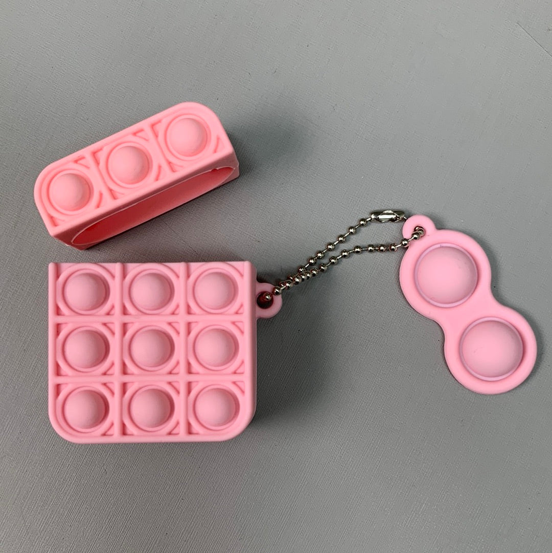 BEST WHOLESALE 2-PACK! Wireless Headphone Bubble Popping Case 2.5" x 2" Baby Pink