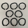 BEST WHOLESALE (12 PACK) Beaded Shiny Black Crystal Bracelets 3" Silver Cuff New