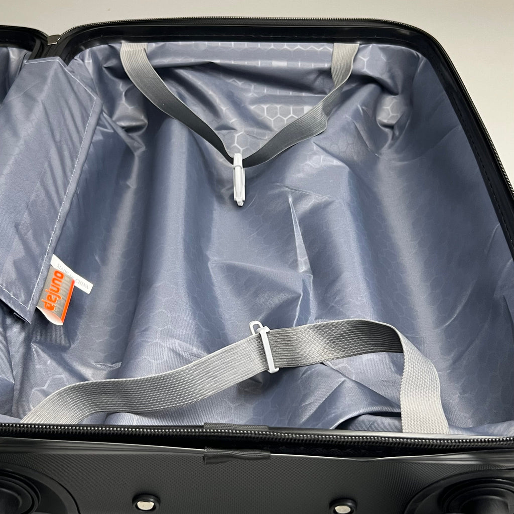 DEJUNO (3 PACK) Light Weight Expandable Spinner Rolling Suitcase Set BLACK 2207DJBF