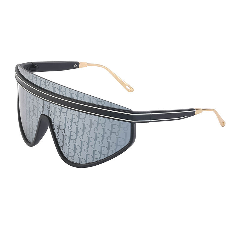 Personalized Large Frame One-Piece Lens Sunscreen Sunglasses For Women High Sense Windproof Ins Sunglasses