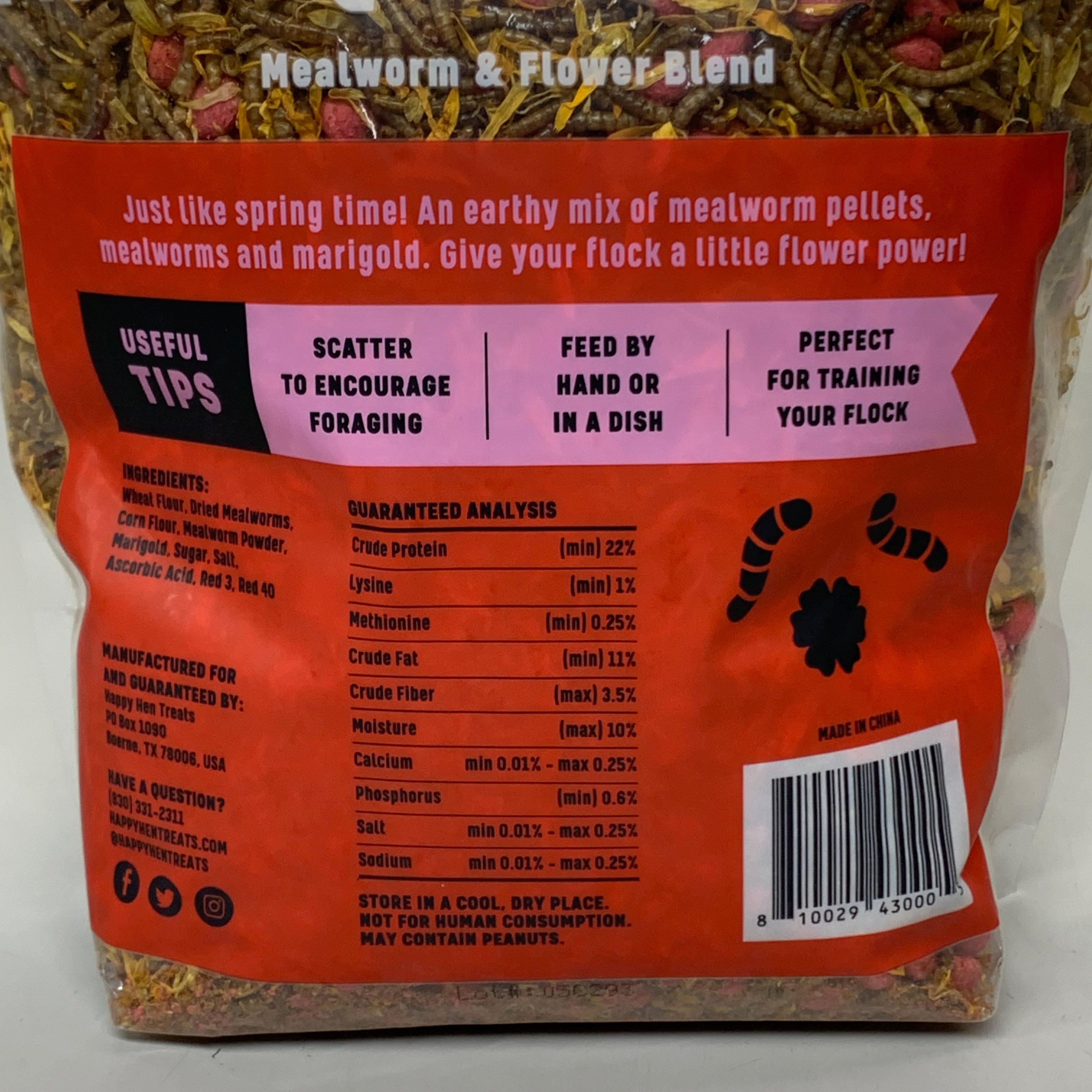 HAPPY HEN Free Range Feast Mealworm & Flower Blend 2 lbs 810029430005
