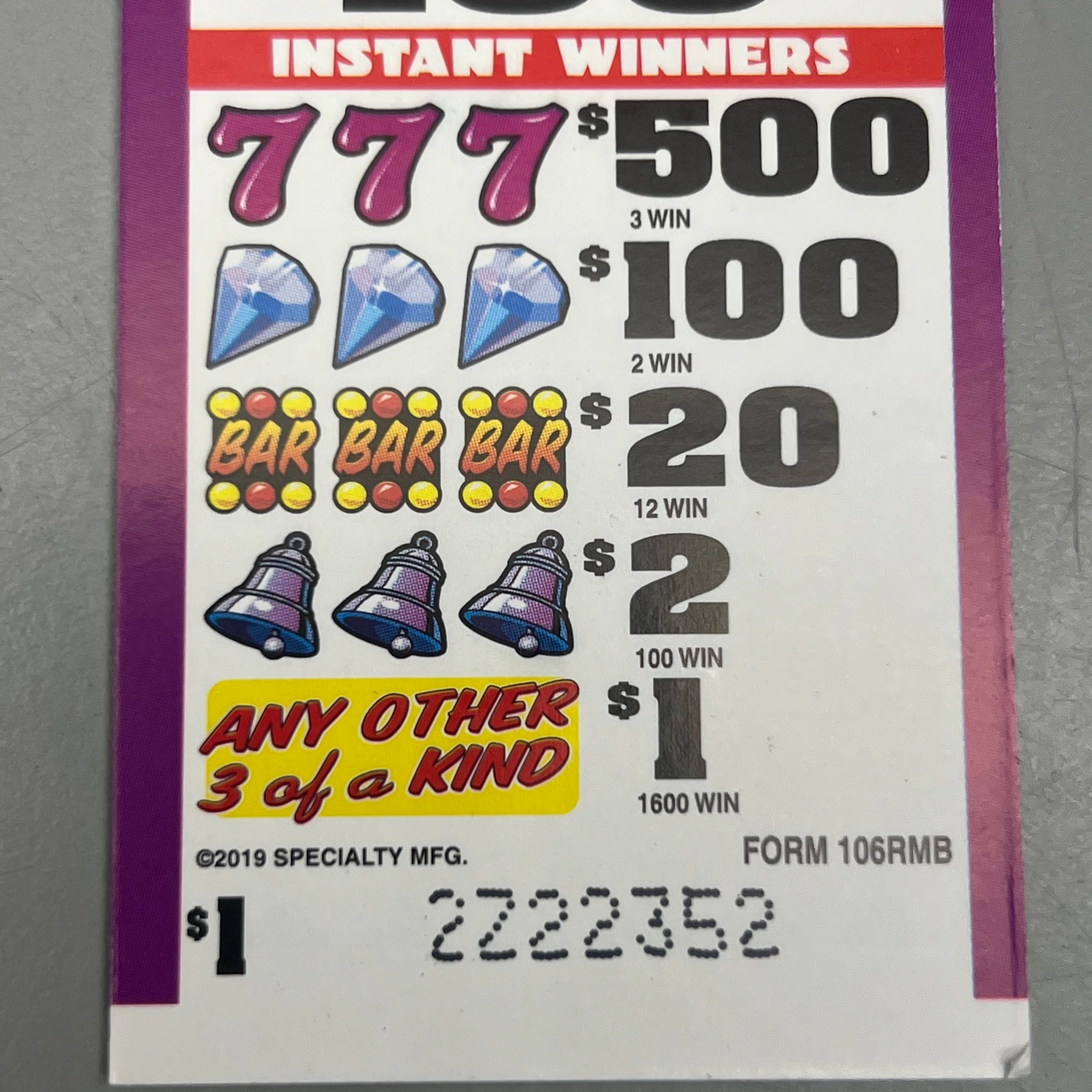SPECIALTY MANUFACTURING Trips to Win 8160 Cards 3.875"x1.875"