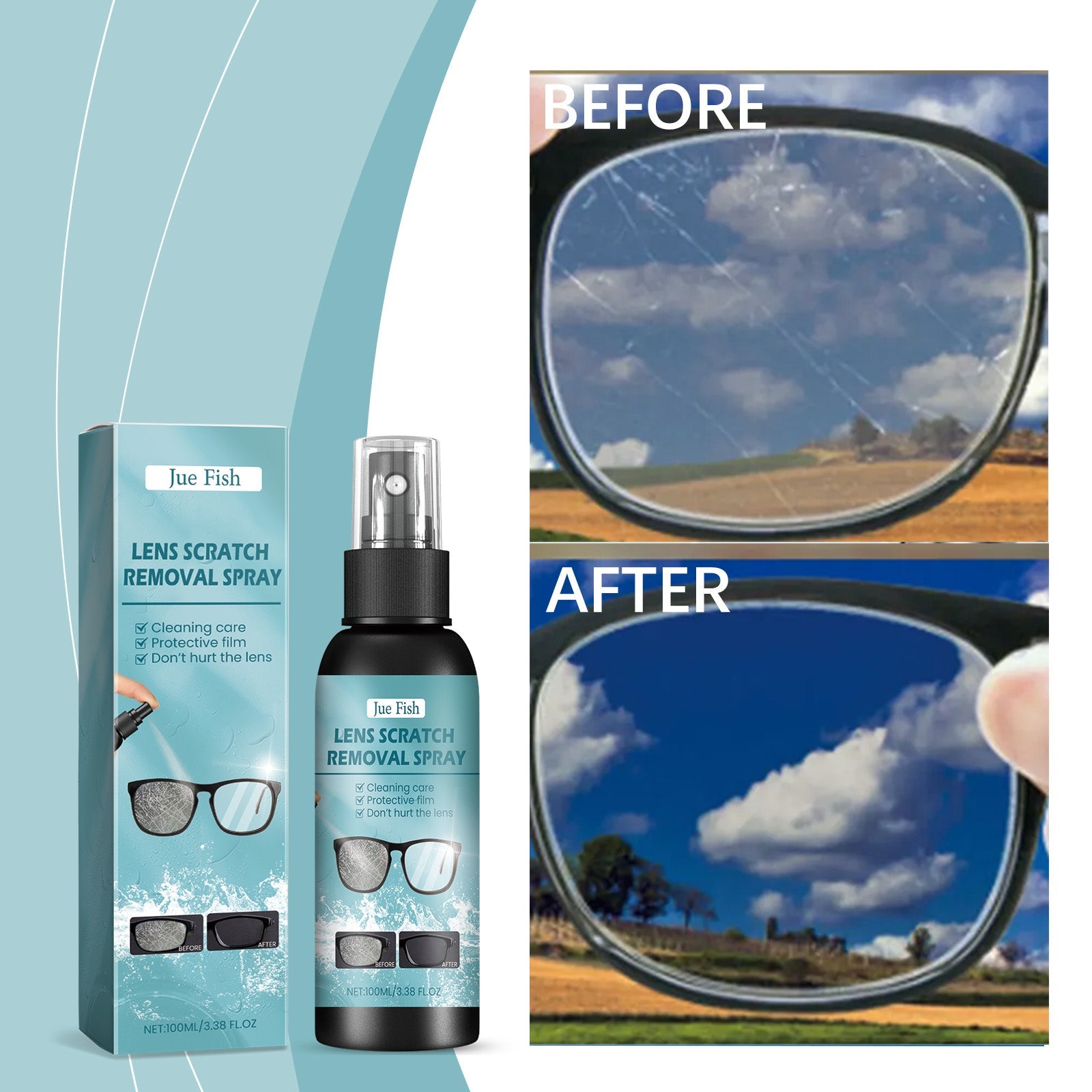 Lens Scratch Remover, Repair Scuff Scratches Refurbished Eye Lens Glass Blur Curing Agent