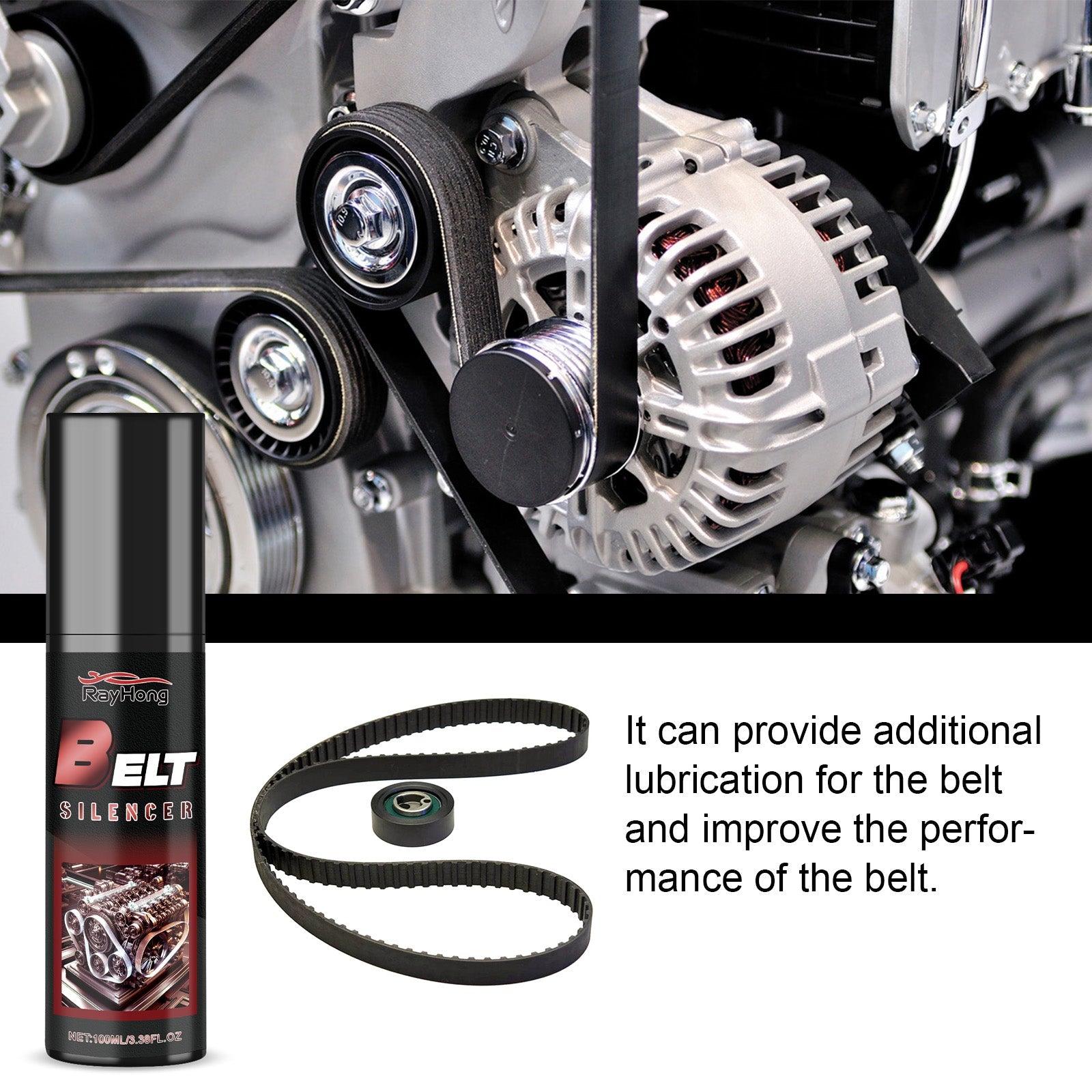 Belt Silencer, Automobile Belt Abnormal Noise Aging Rubber Strip Protection And Maintenance Agent