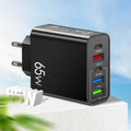 Standard PD65W mobile phone charger 4A type-c PD+3USB multi port European, American, English travel charging head