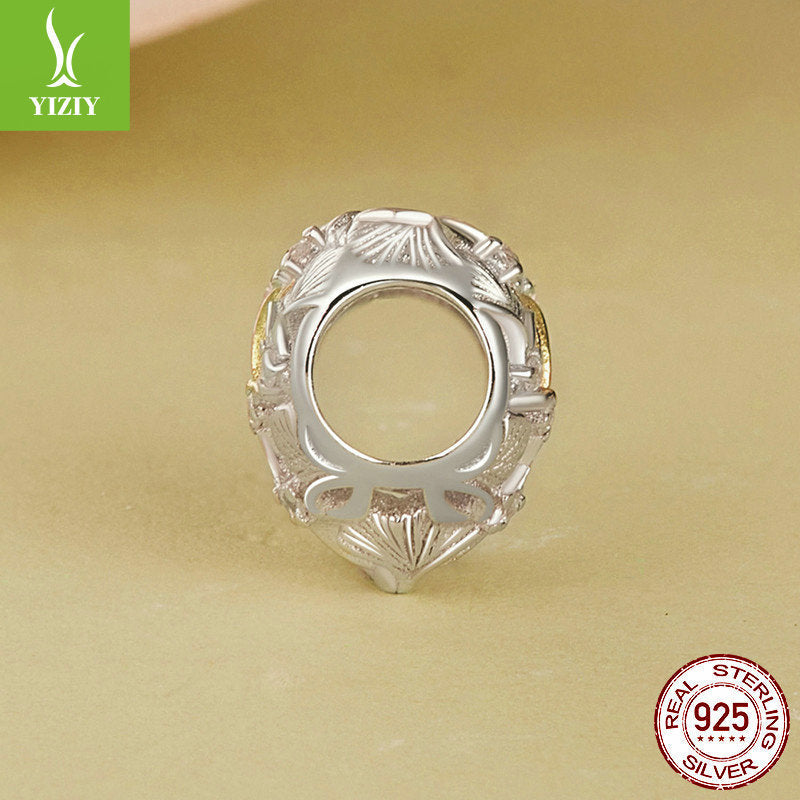 Silver Charm Ginkgo Leaf Splicing Love DIY Bracelet Beads Loose Beads Romantic Autumn Leaves s925 Pure Silver Beads
