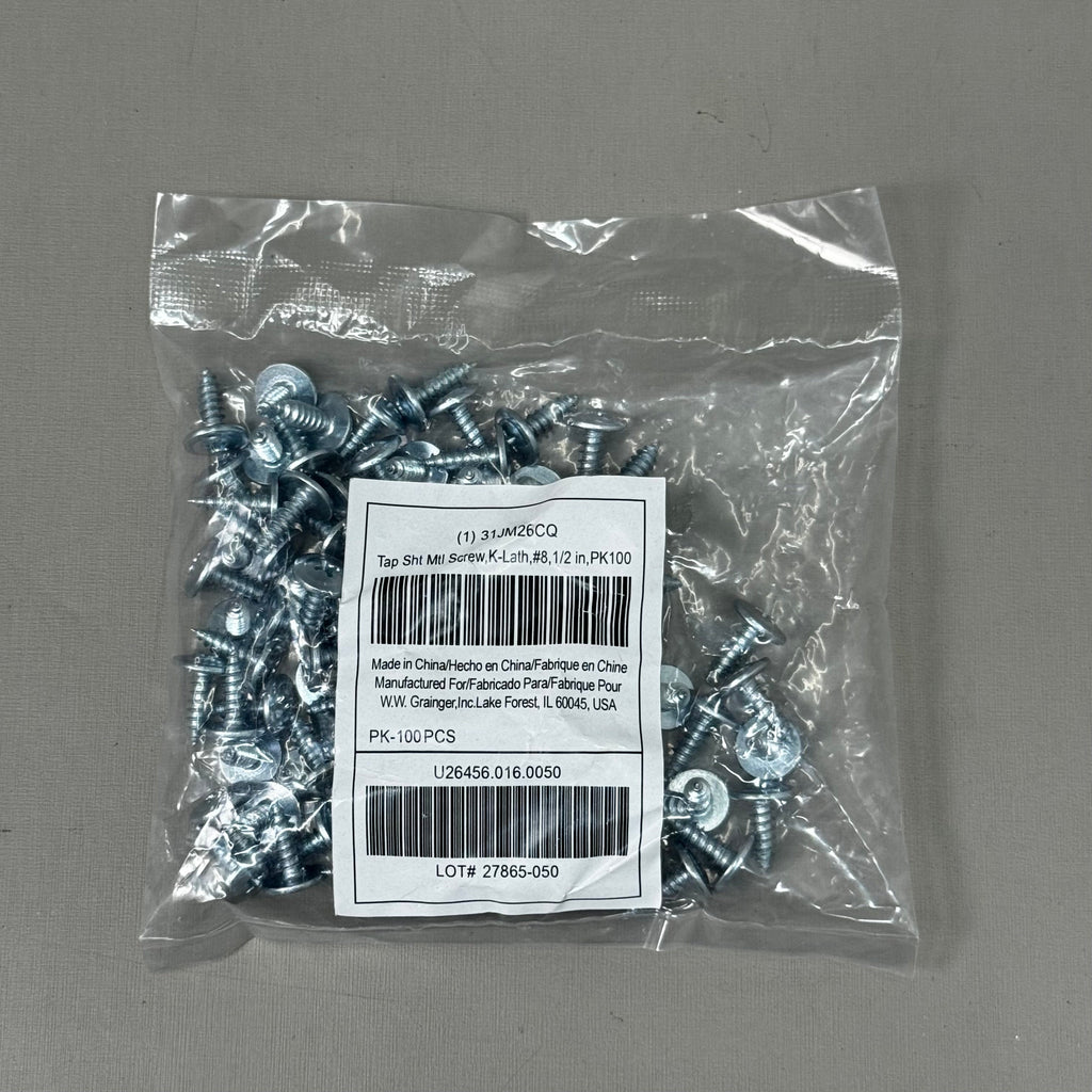 GRAINER Tapping Sheet Metal Screw 1/2" Steel Zinc Plated K-Lath Phillips 400pk 31JM26