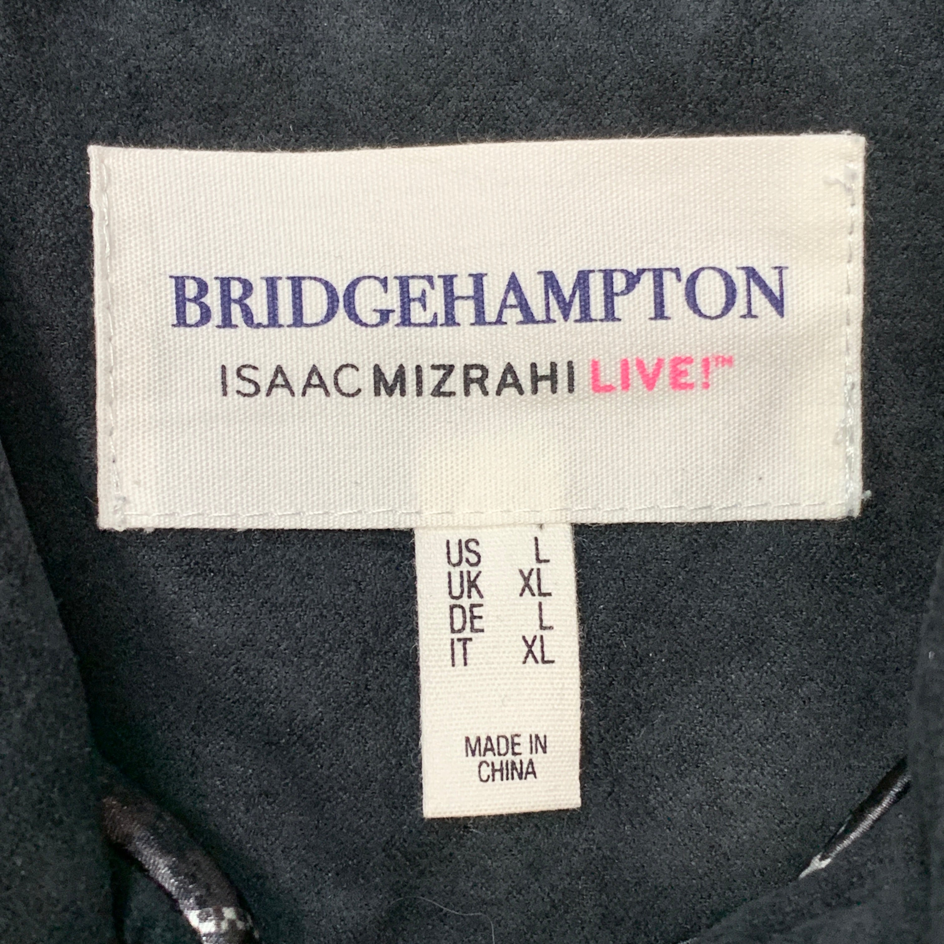 BRIDGE HAMPTON ISSAC MIZRAHI LIVE! Faux Suede Coat Full Snap Up Black Size L
