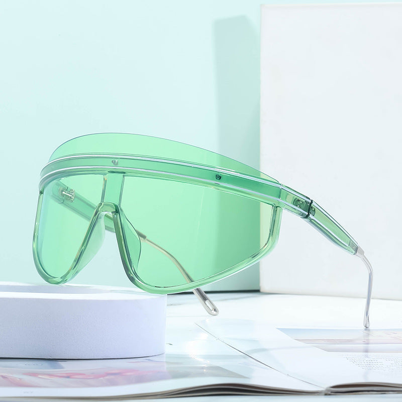 Personalized Large Frame One-Piece Lens Sunscreen Sunglasses For Women High Sense Windproof Ins Sunglasses