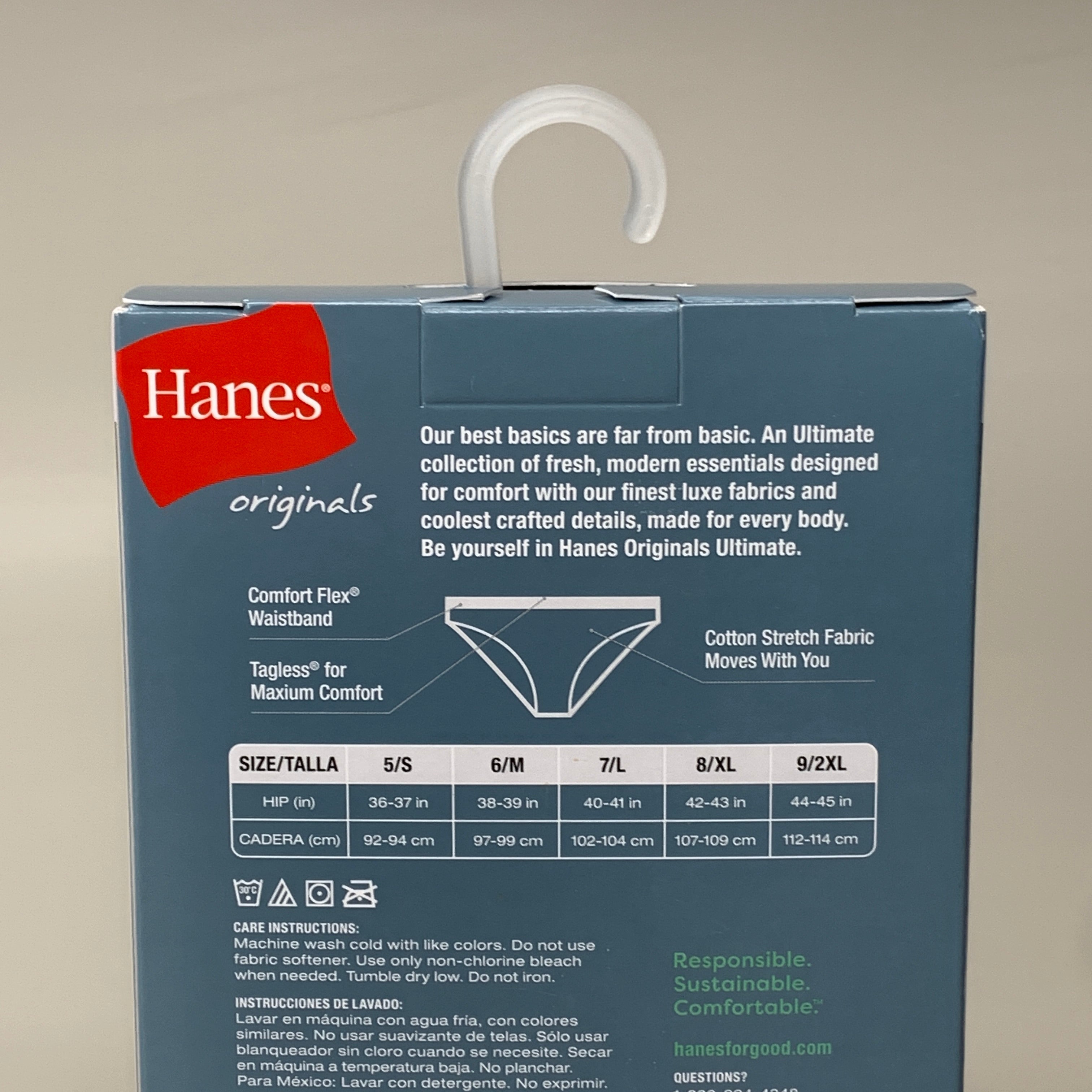 HANES 3 PACK!! Originals Women's Breathable Cotton Bikini Underwear Sz 9/2XL Black/Heather/Stripe 45OUBK