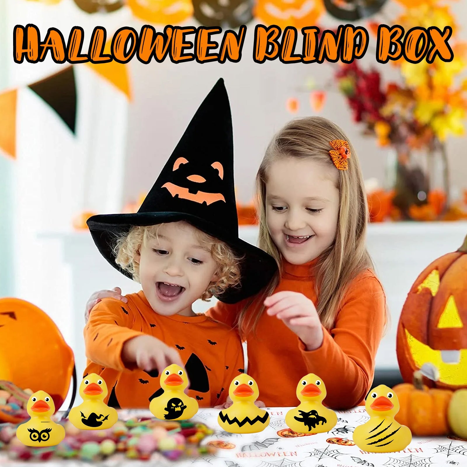 Halloween Duck Blind Box, Advent Countdown 24 Grid Surprise Decoration Rubber Duck Toy Gift Box