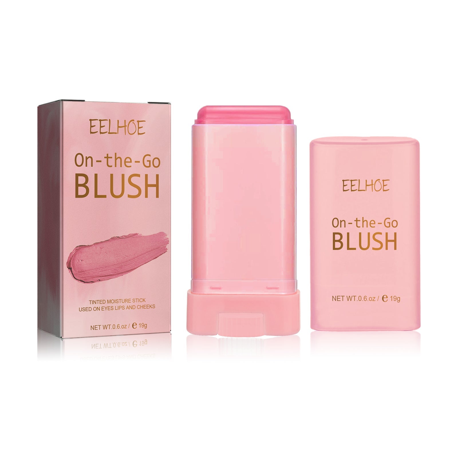 Blush Stick, Brightening Primer Solid Contouring Natural Nude Makeup Waterproof Lightweight Multi-Functional Blush Stick