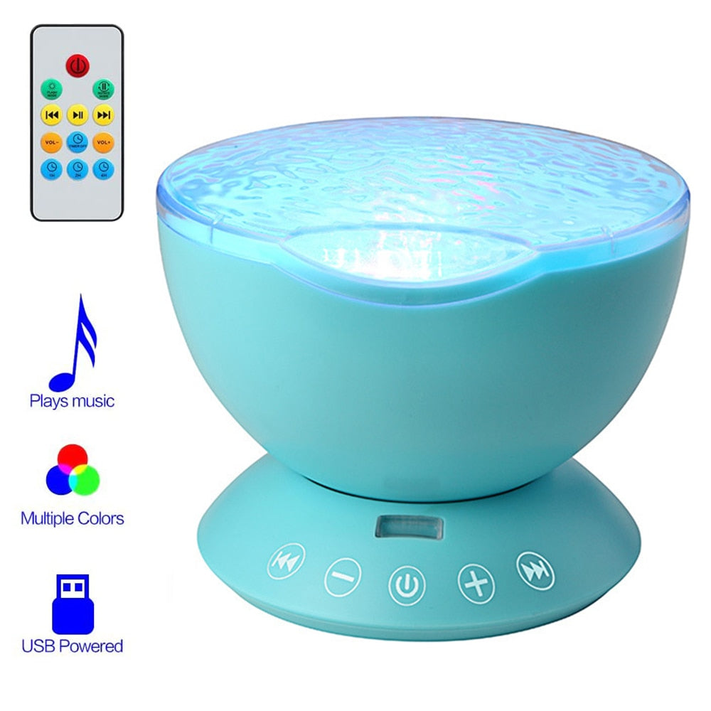 Ocean Wave Projector Light Led Night Lamp Music Player Remote Control USB Starry Projection Living Bedroom Party Decor Gifts