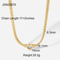 Stainless steel Cuban chain heart-shaped necklace with hollowed out flat snake chain heart pendant necklace for women