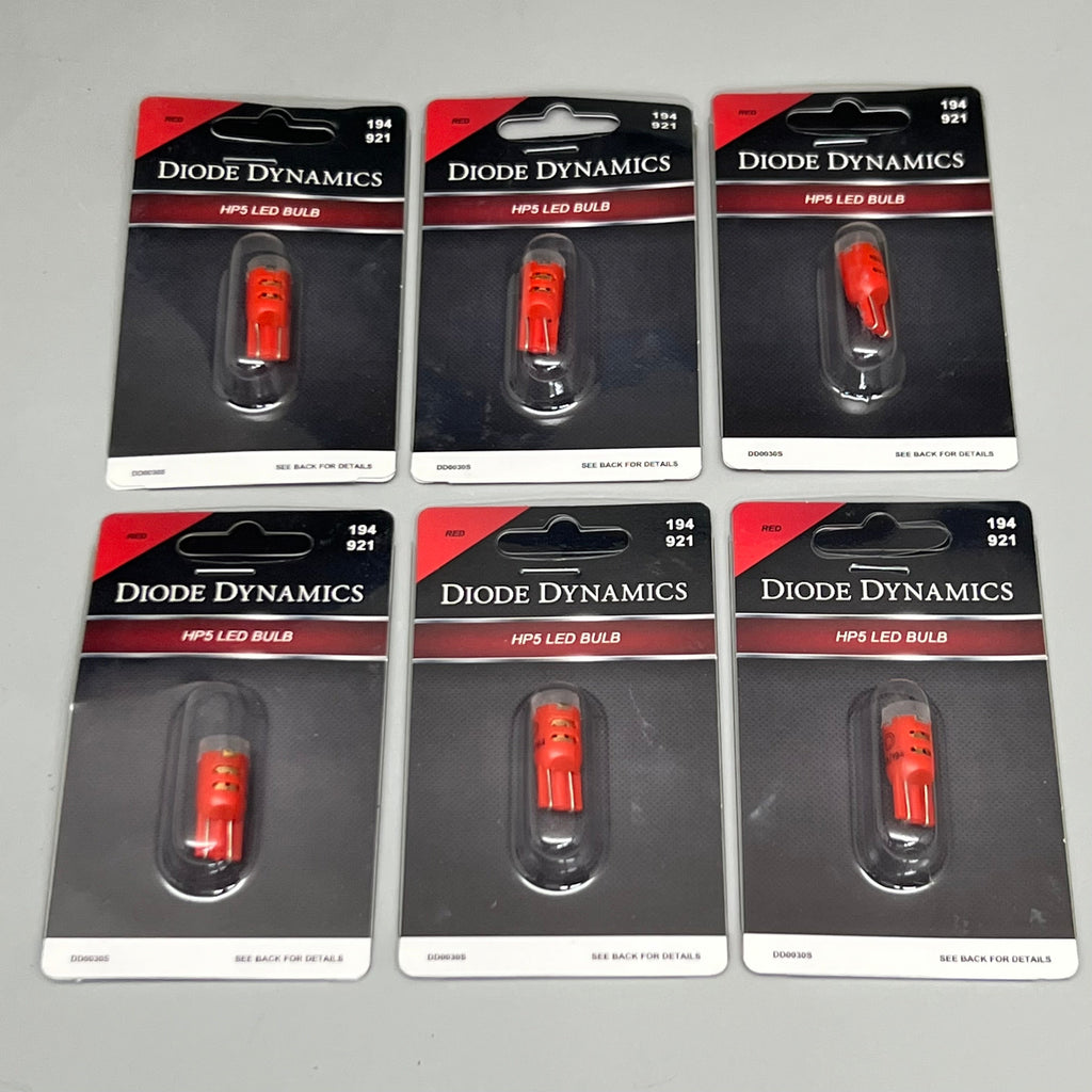 Diode Dynamics (6 PACK) 194 LED Bulb HP5 LED Red Single DD0030S