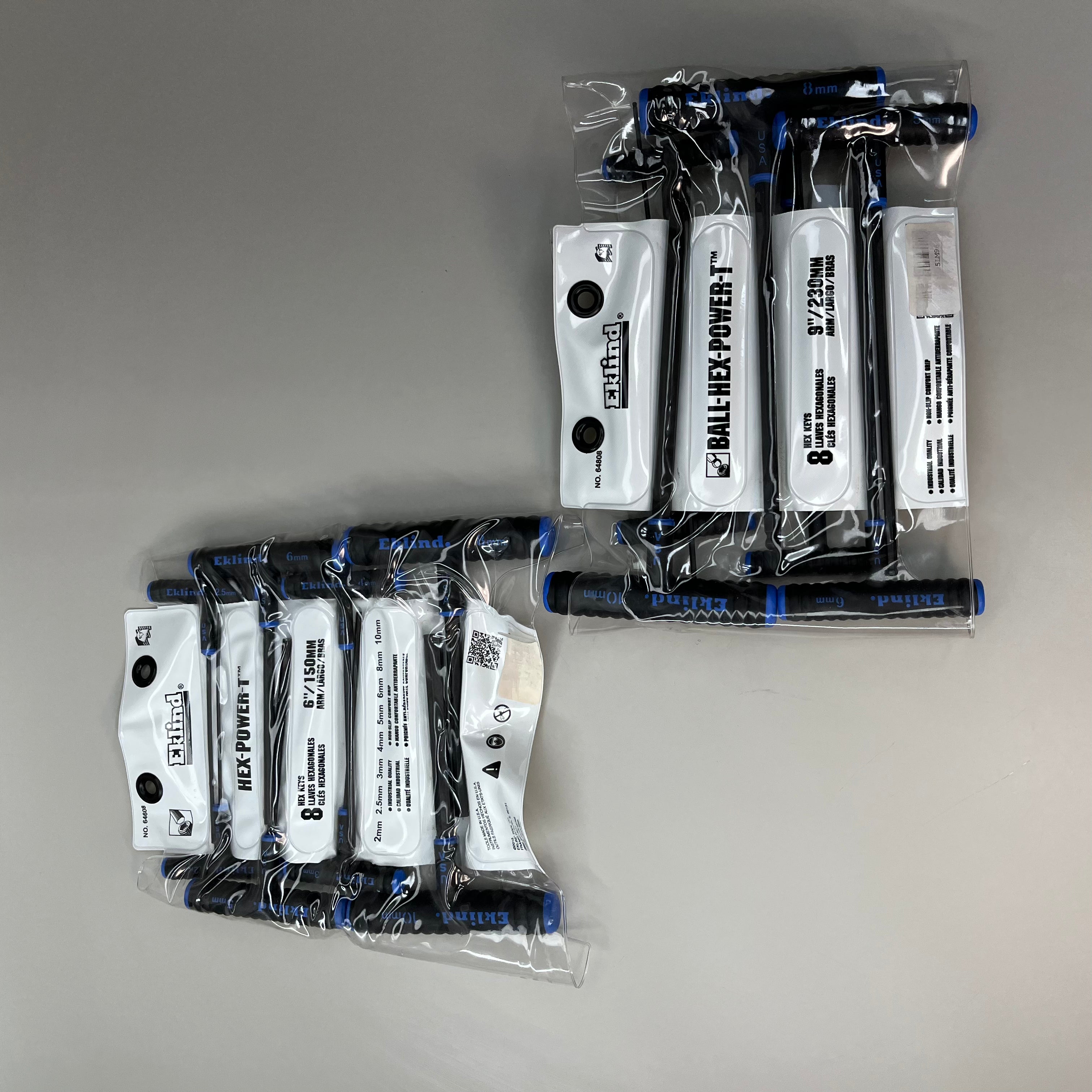 EKLIND Set of 2! Hex-Power-T 8 Hex Keys 6"/150mm 9"/230mm Blue 64808 64608