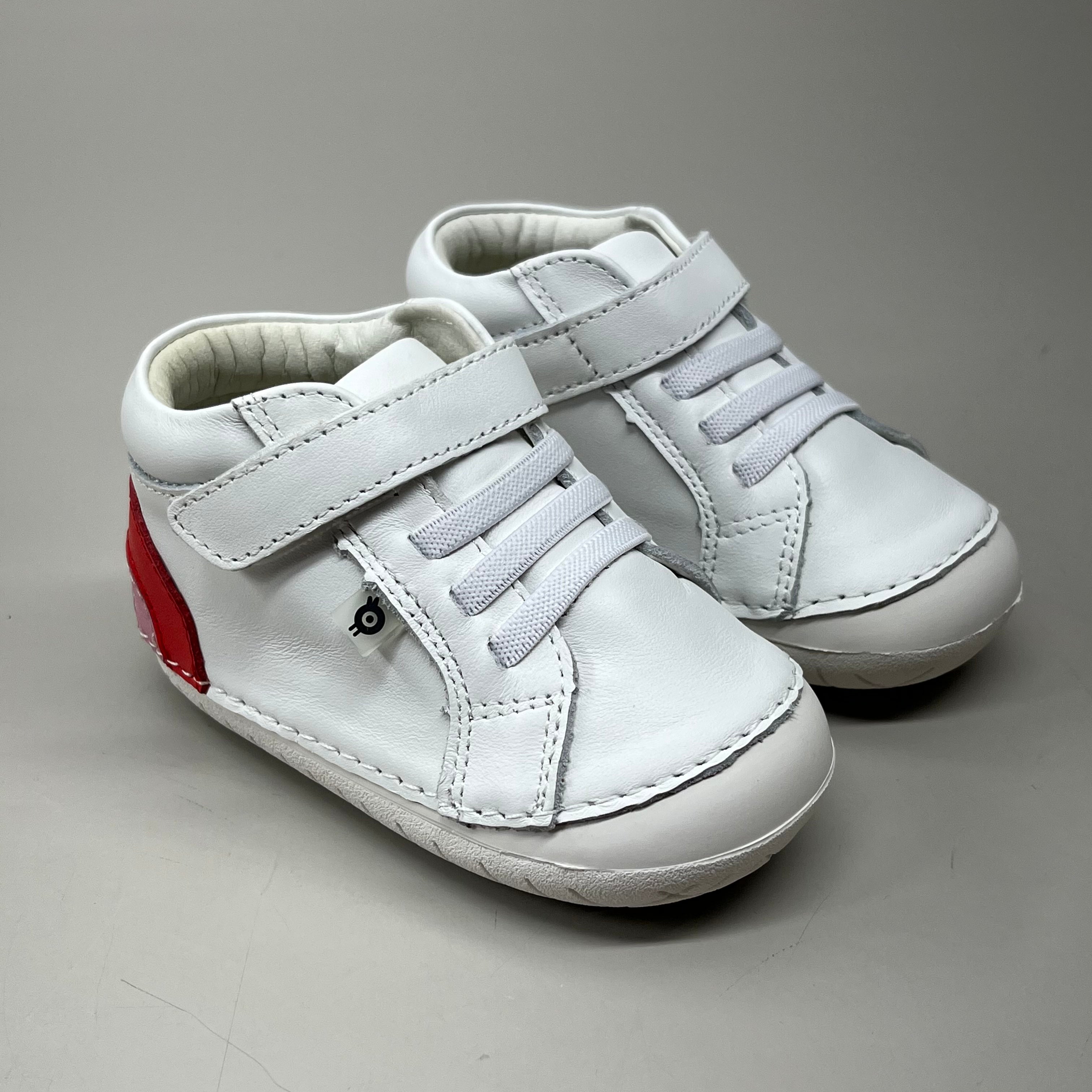 OLD SOLES Baby Champster Leather Shoe Sz 19 US 3 Snow/Red/ Pink/Silver #4091