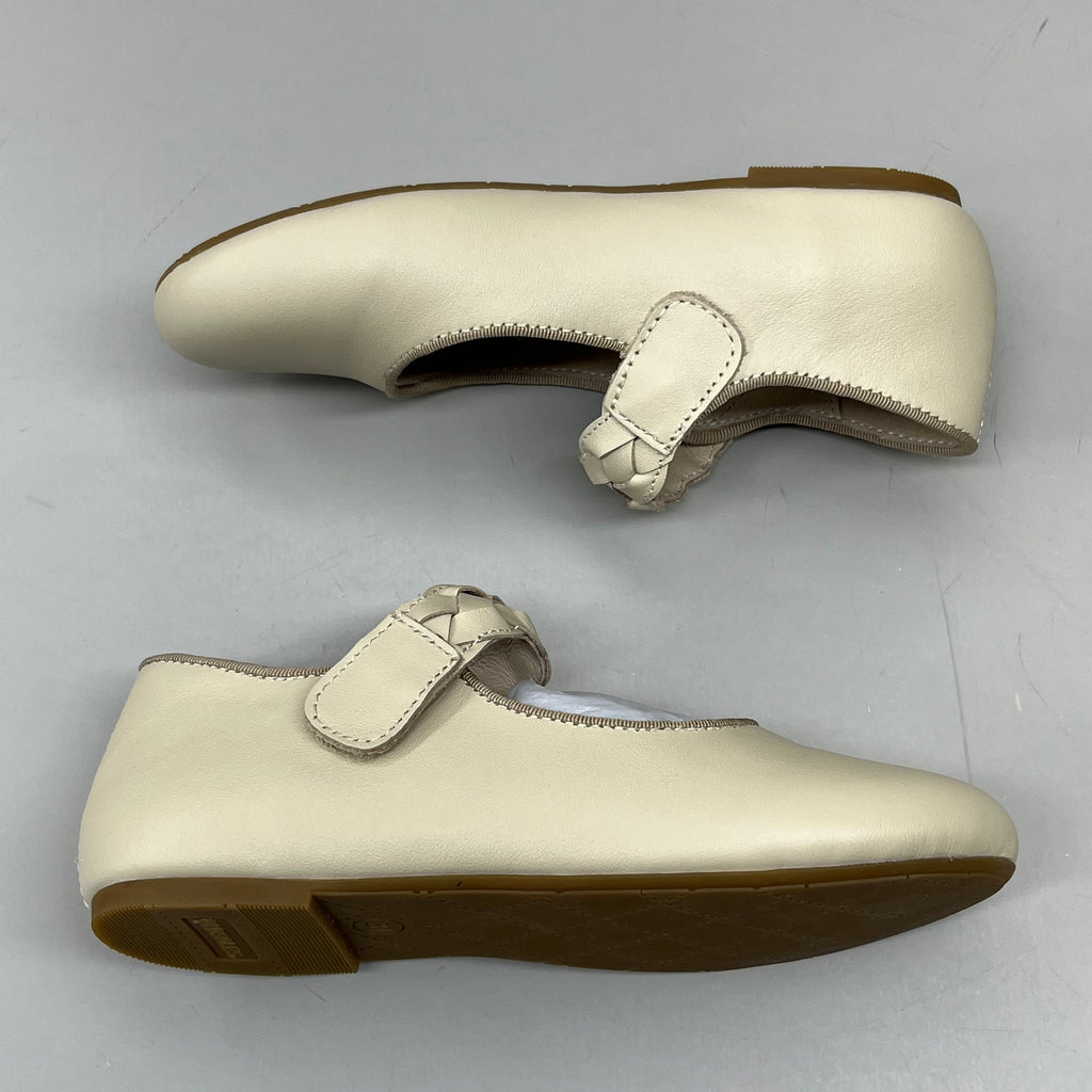 OLD SOLES Lady Plat Braided Strap Leather Shoe Kid’s Sz 29 US 12 Cream #817