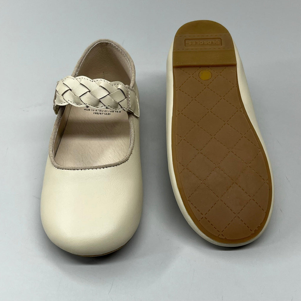 OLD SOLES Lady Plat Braided Strap Leather Shoe Kid’s Sz 27 US 10 Cream #817
