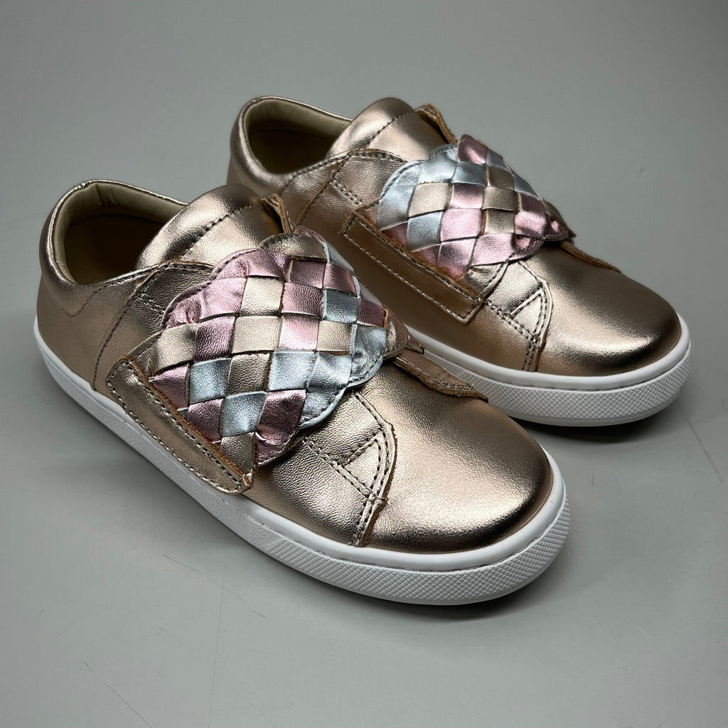 OLD SOLES Igster Sneakers Kid's Leather Shoe Sz 22 US 6 Copper/Silver/Pink Frost #6132