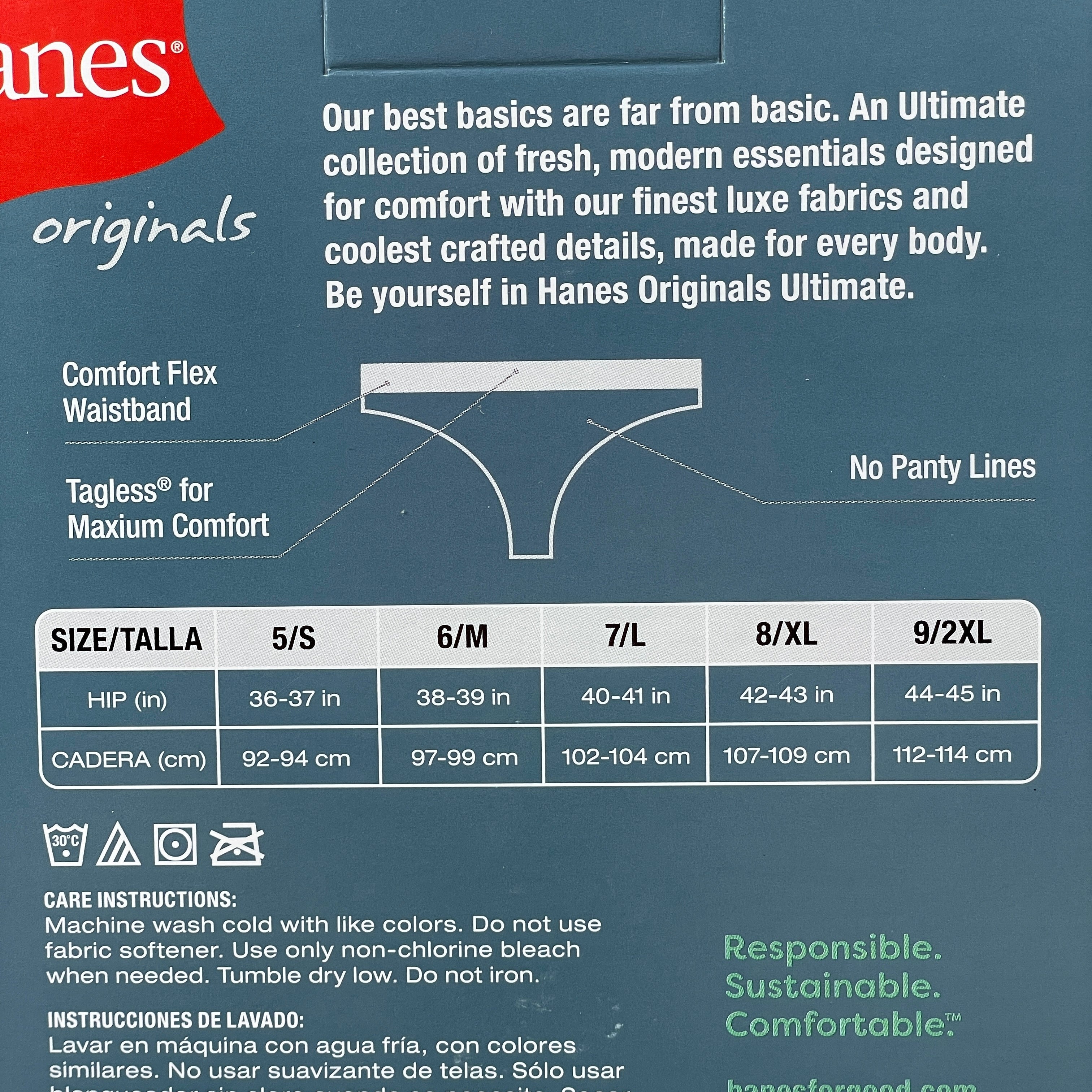 HANES 3 PACK!! Originals Women's Breathable Cotton Stretch Thongs Underwear Sz 9/2XL Navy/White/Floral 45U0BT