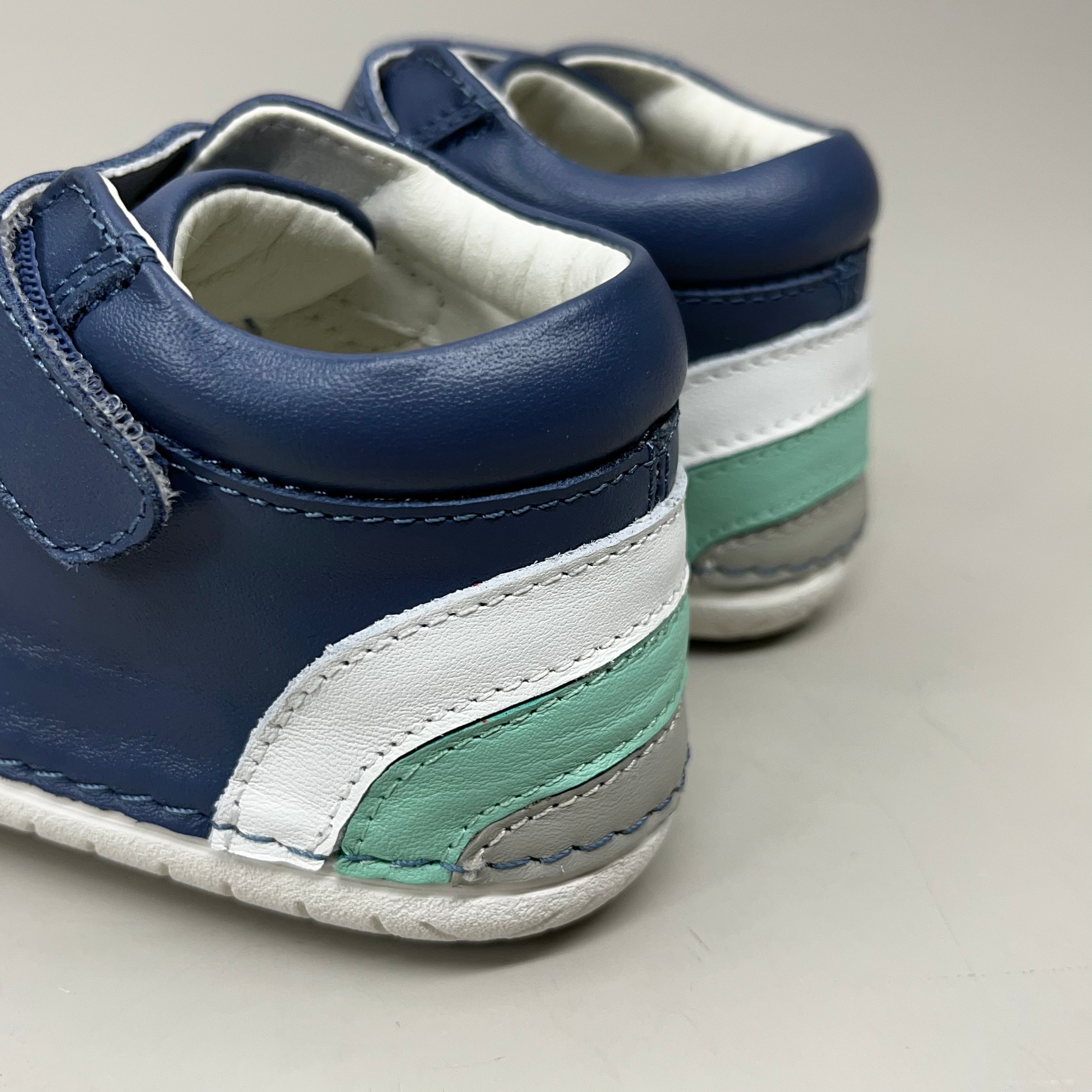 OLD SOLES Baby Rainbow Champster Leather Shoe Sz 20 US 4 Petrol/Snow/Jade/Gris #4091