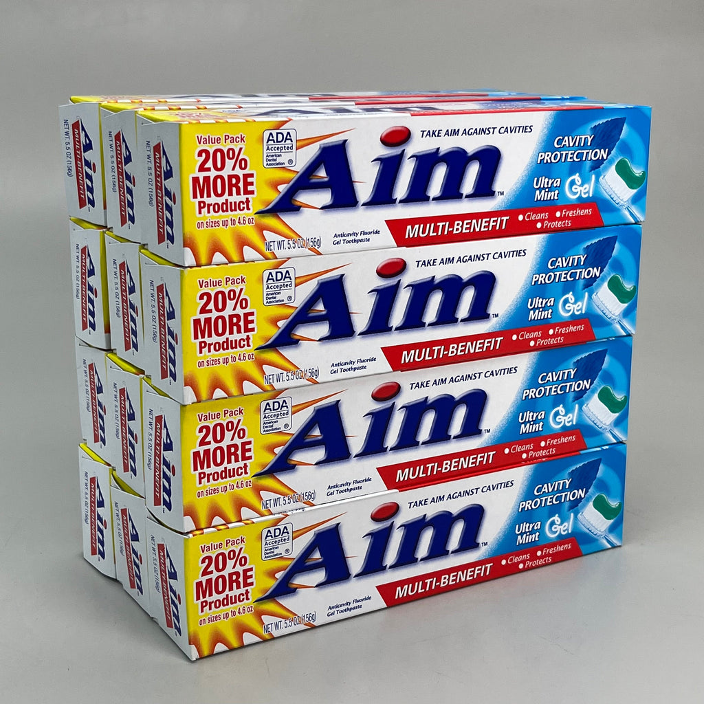 AIM 12-PACK! Multi-Benefit Cavity Protection Gel Toothpaste Ultra Mint 5.5 oz. BB 03/27 70505178