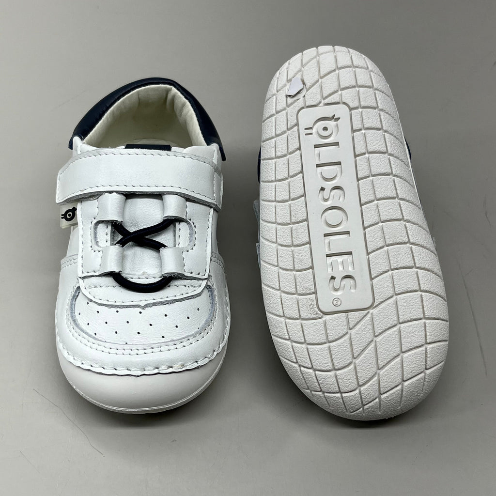 OLD SOLES Baby Rebel Pave Leather Shoe Sz 21 US 5 Snow/Navy #4090