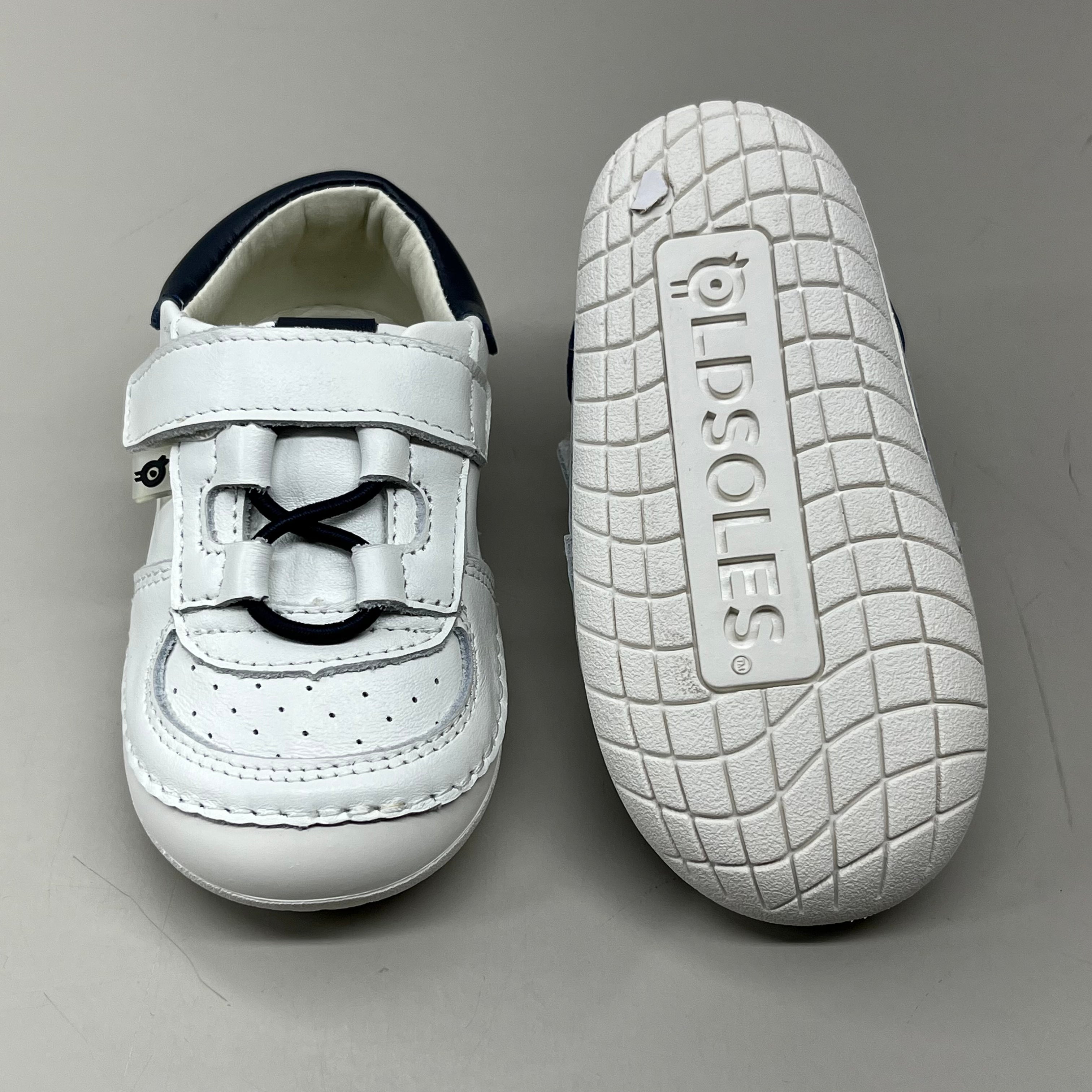 OLD SOLES Baby Rebel Pave Leather Shoe Sz 21 US 5 Snow/Navy #4090