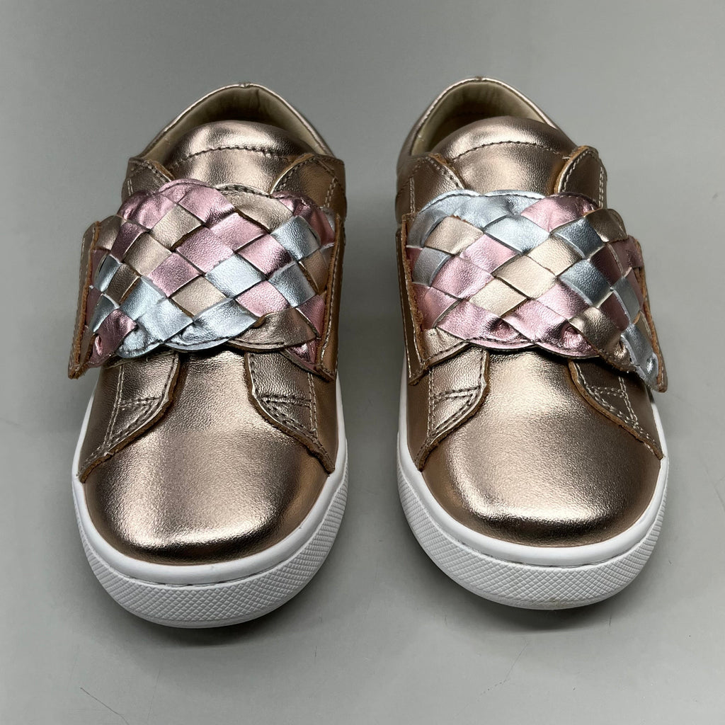 OLD SOLES Igster Sneakers Kid's Leather Shoe Sz 22 US 6 Copper/Silver/Pink Frost #6132