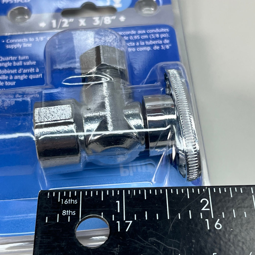PLUMB PAK 6-PACK! Quarter Turn Angle Ball Valve 1/2" 3/8" Silver PP51PCLF